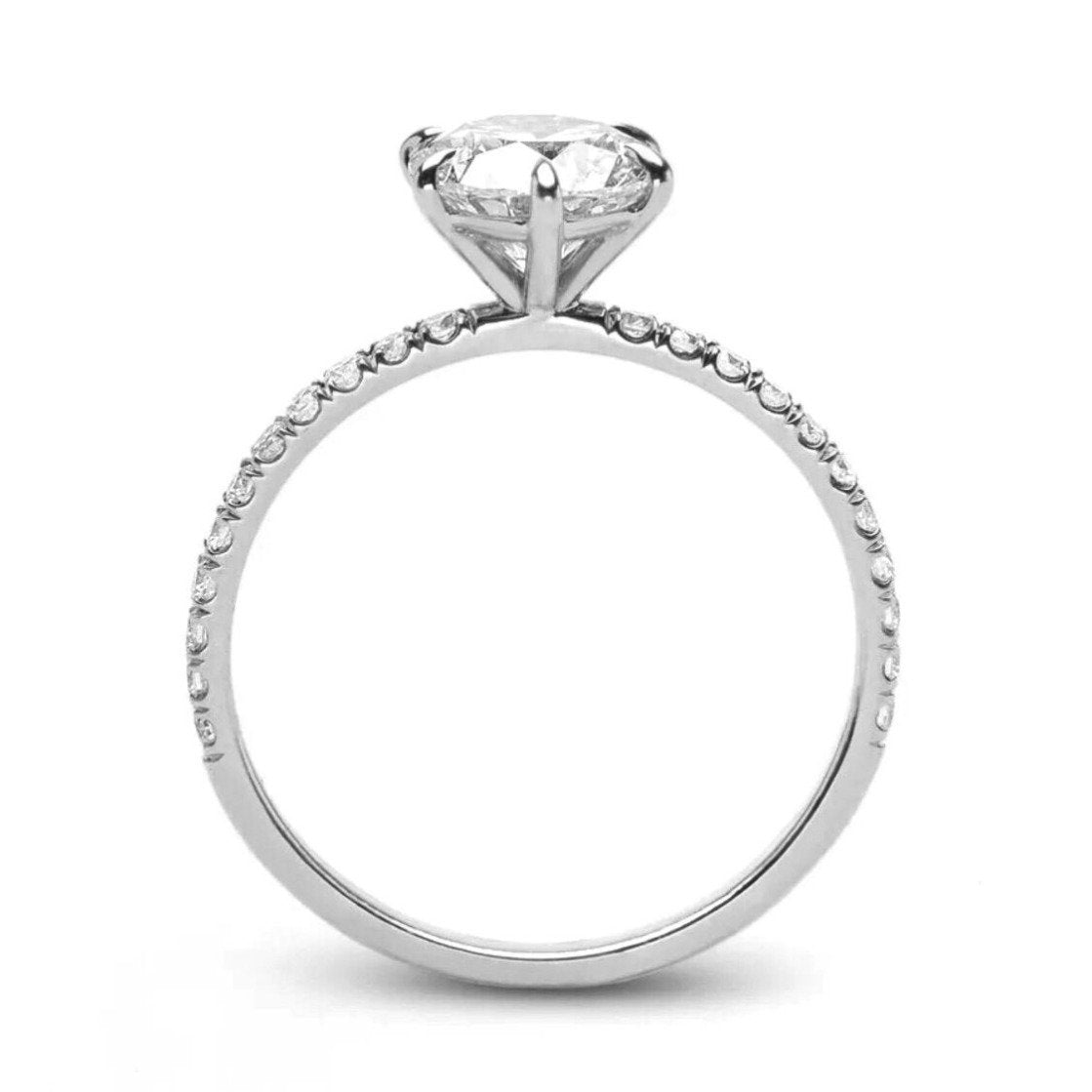 Solitaire Promise Ring with side stones/18K White Gold & Cubic Zirconia - infinityXinfinity.co.uk