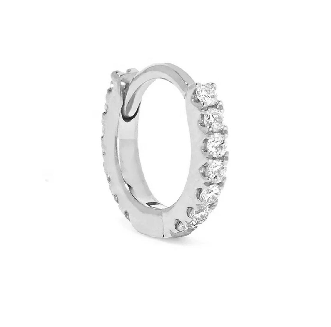 Huggie Earrings/18K White Gold & Premium Cubic Zirconia - infinityXinfinity.co.uk