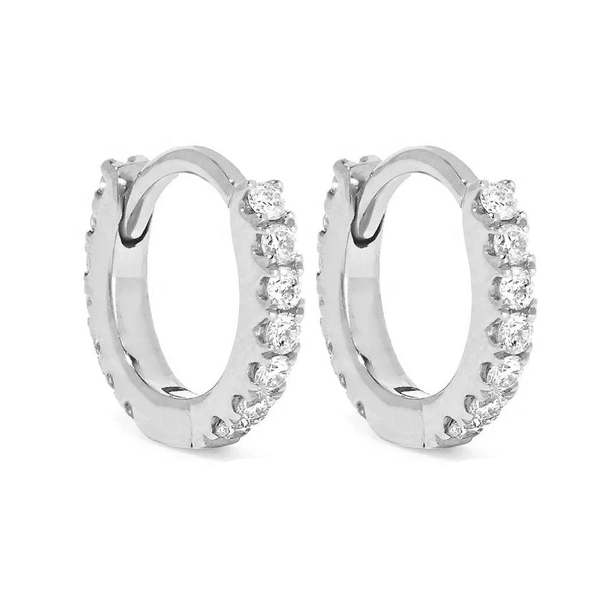 Huggie Earrings/18K White Gold & Premium Cubic Zirconia - infinityXinfinity.co.uk