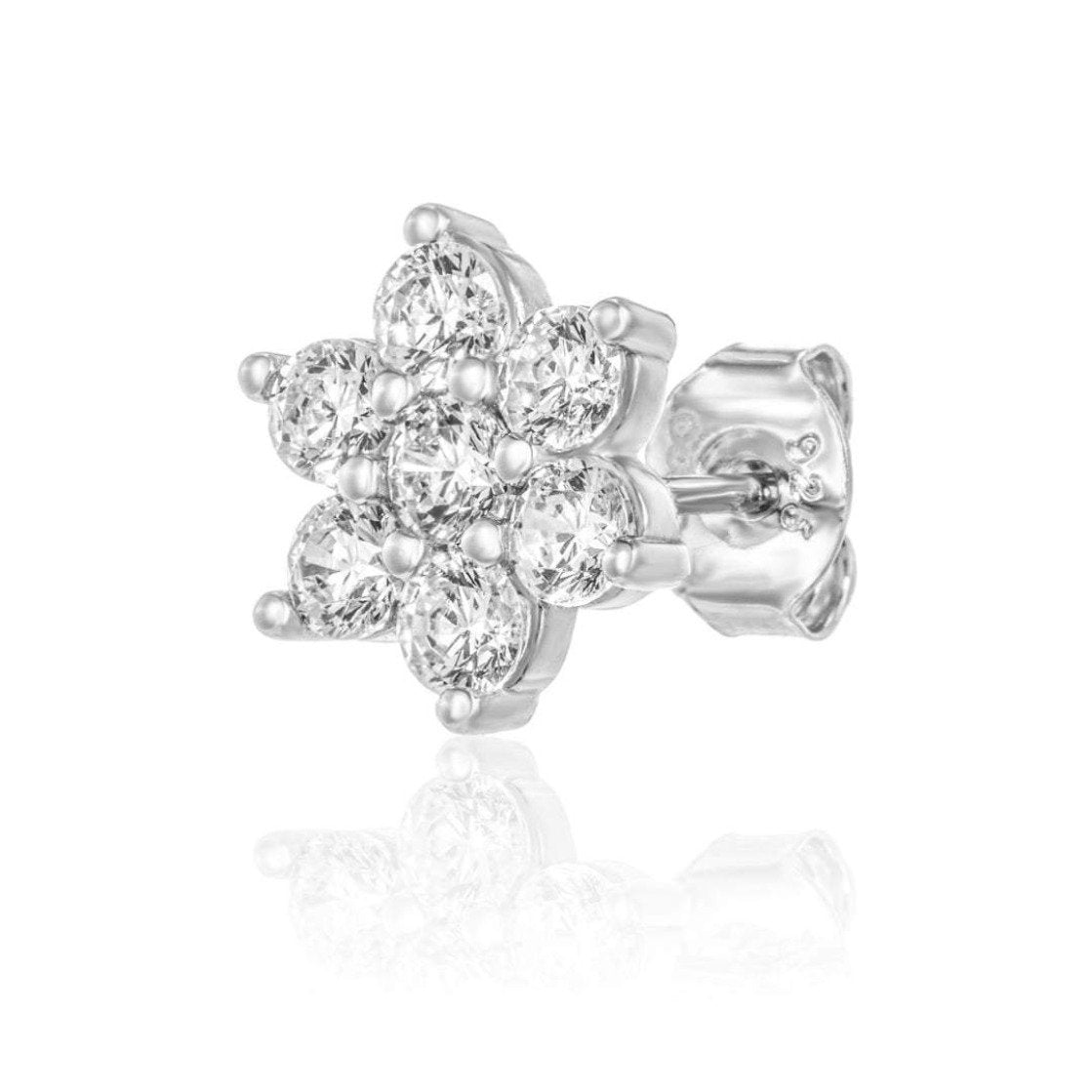Snowflake Stud Earrings/18K White Gold & Cubic Zirconia - infinityXinfinity.co.uk