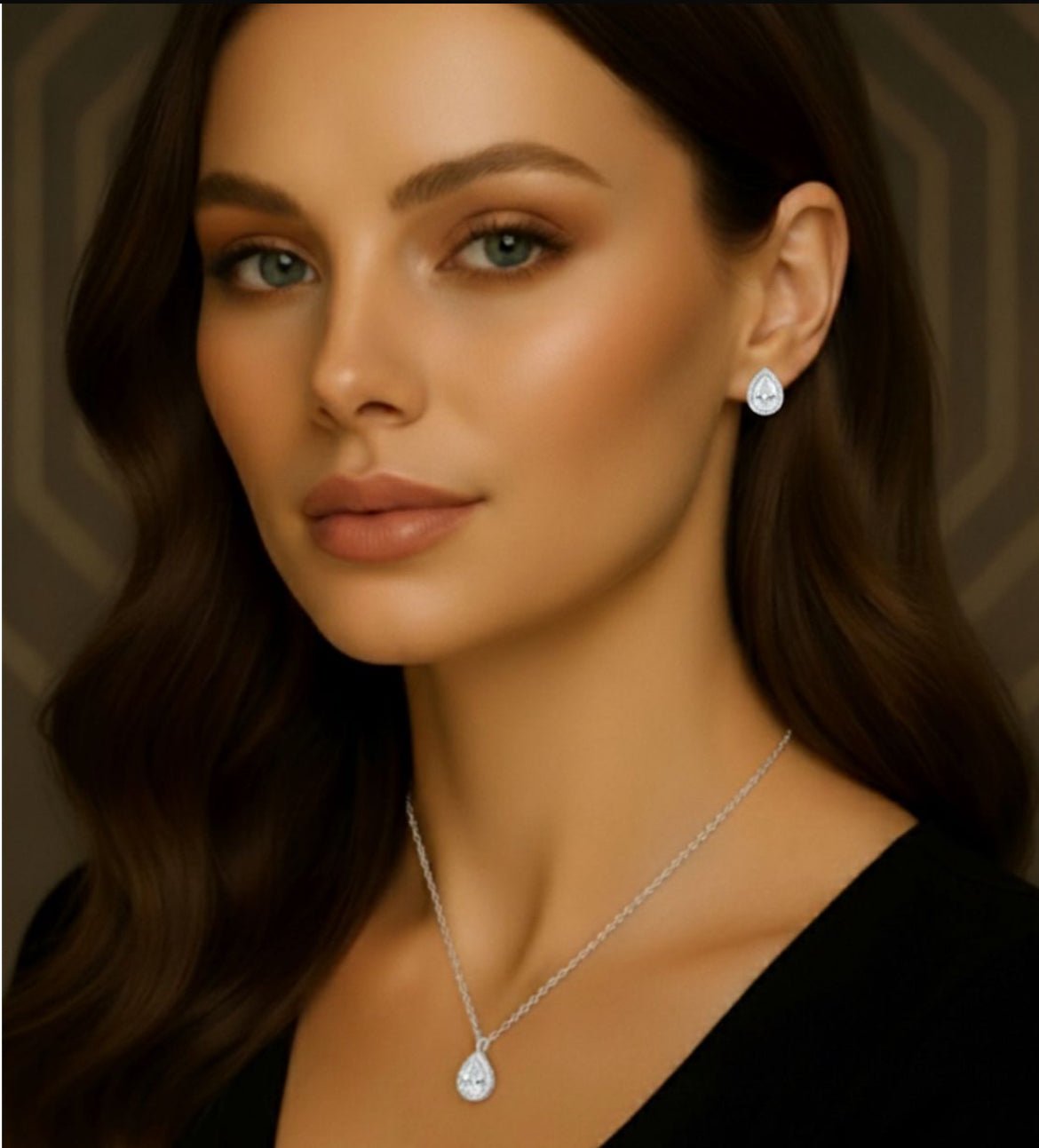 Teardrop Halo Earrings/18K White Gold Vermeil & Premium Cubic Zirconia - InfinityXInfinity