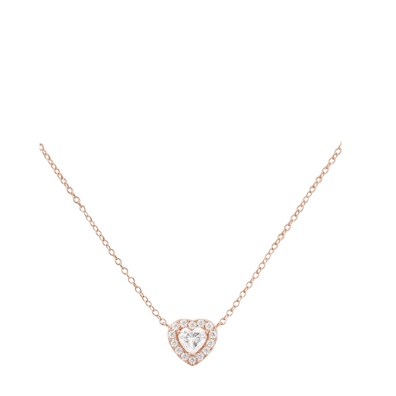 2 Carat Halo Heart Necklace/18K Rose Gold Vermeil & Cubic Zirconia