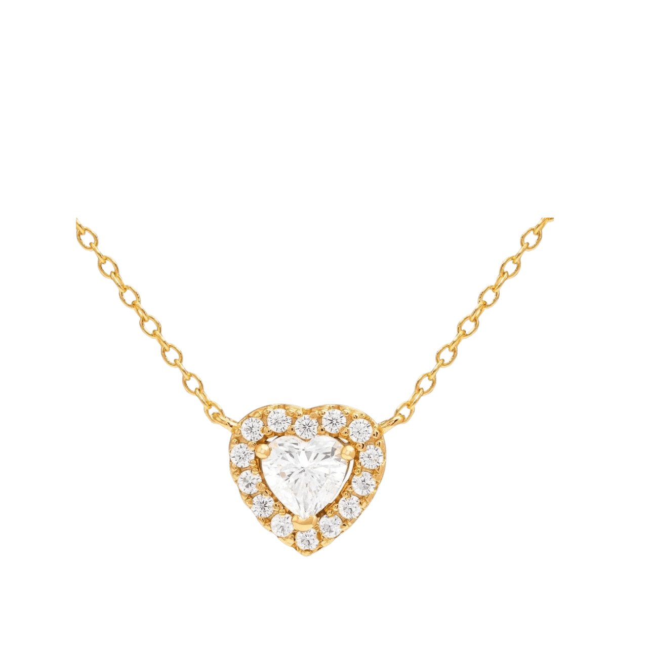 2 Carat Halo Heart Necklace/18K Yellow Gold Vermeil & Cubic Zirconia