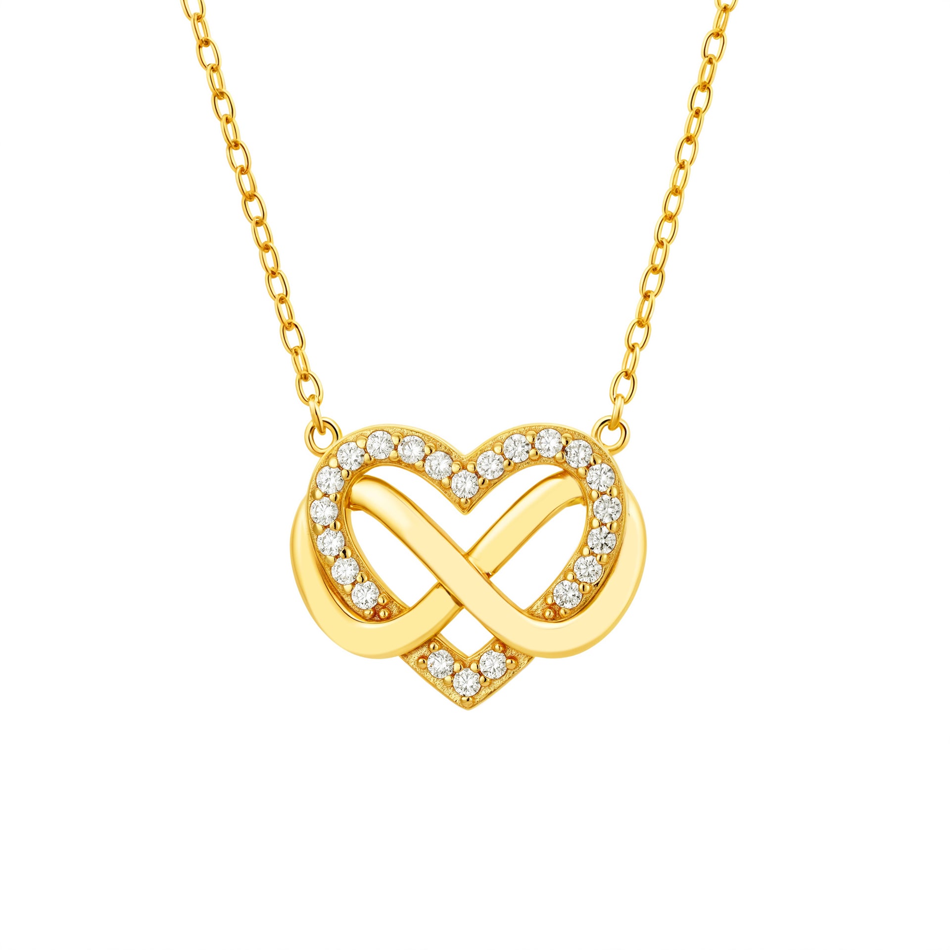 Infinity Heart Necklace 18K Yellow Gold Vermeil & Cubic Zirconia