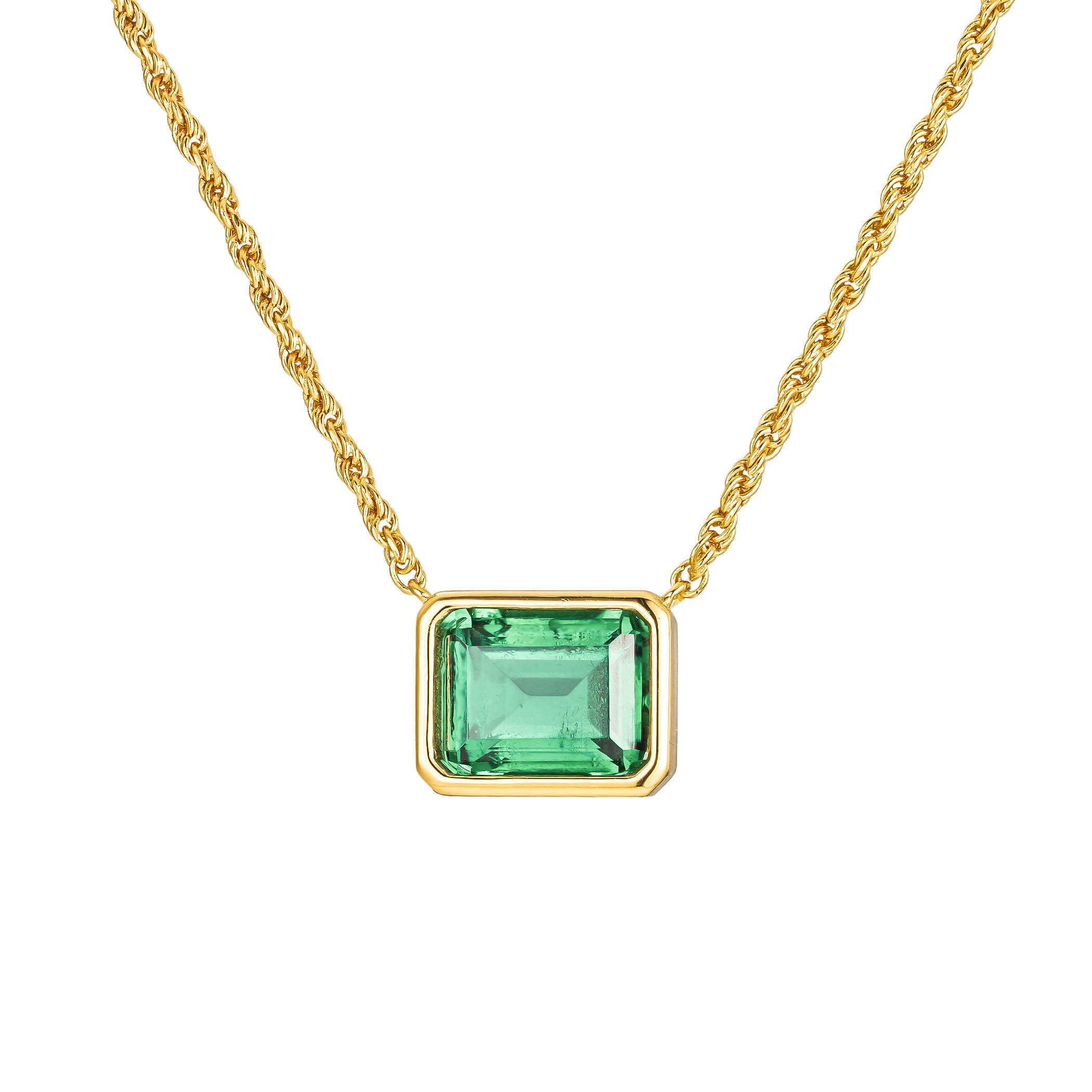 Twilight Emerald CZ Twist Necklace/18K Yellow Gold & Green Cubic Zirconia - InfinityXInfinity