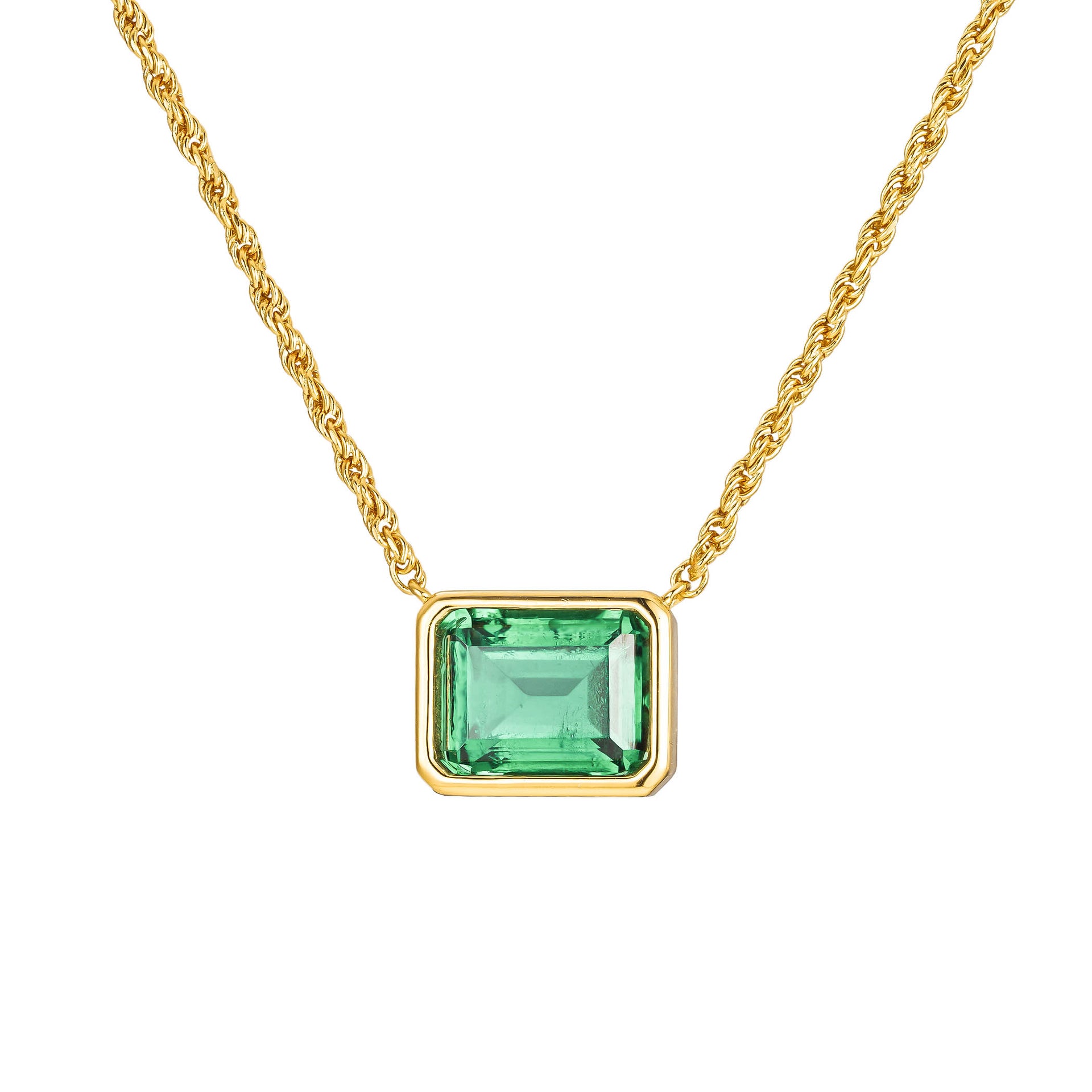 Twilight Emerald CZ Twist Necklace 18K Yellow Gold Vermeil & Green Cubic Zirconia