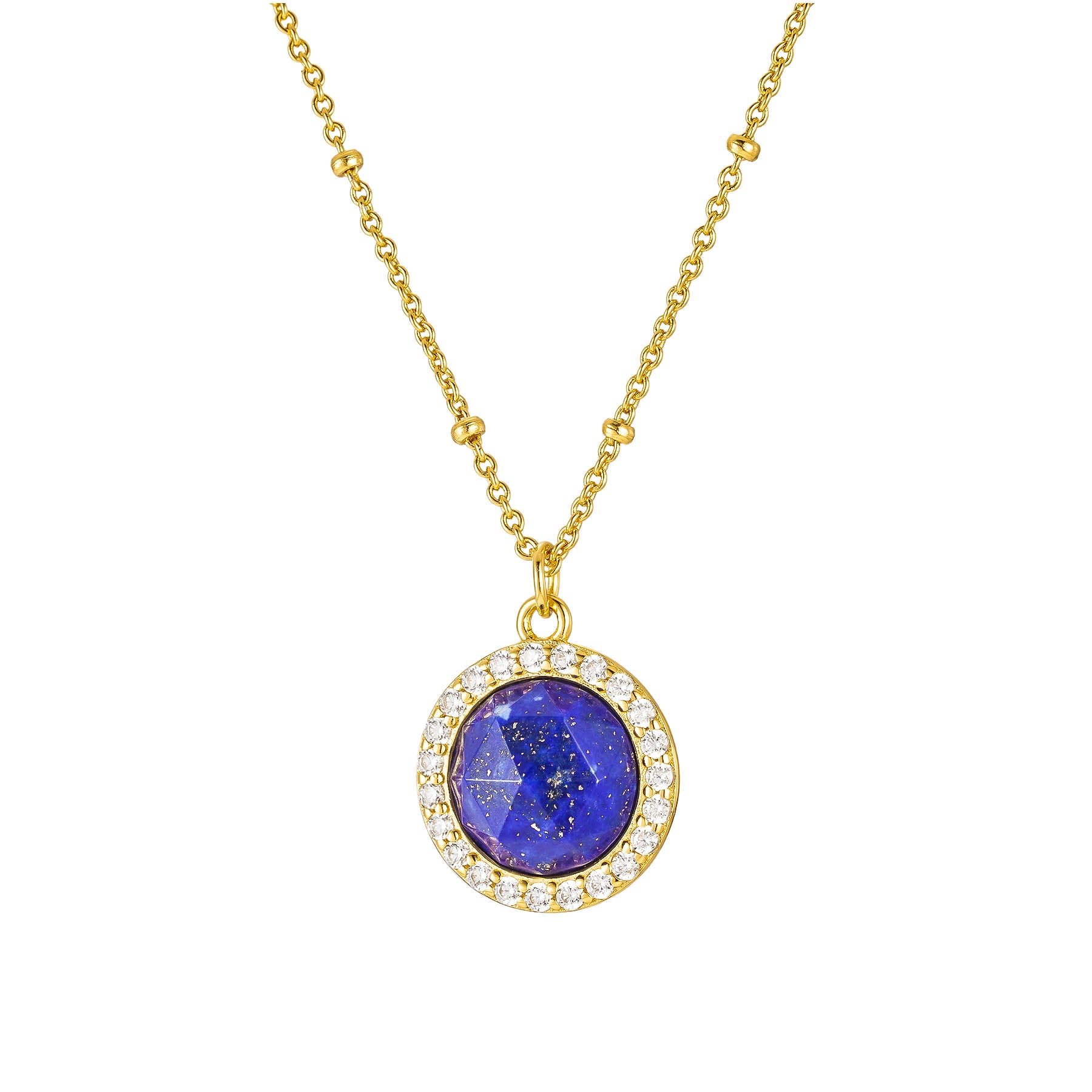 Nebula Halo Satellite Necklace/18K Yellow Gold & Lapis Lazuli - InfinityXInfinity