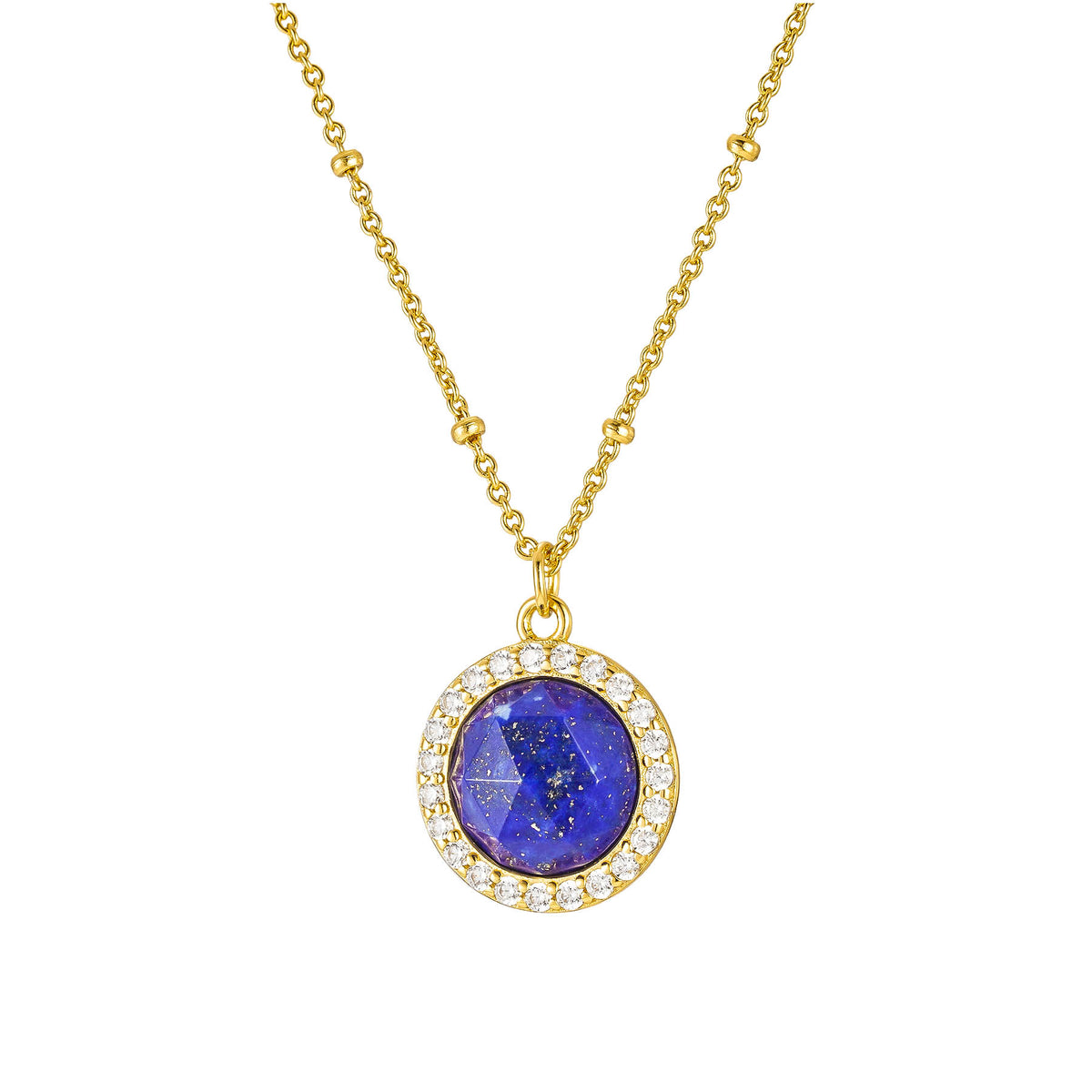 Nebula Halo Satellite Necklace 18K Yellow Gold Vermeil & Lapis Lazuli