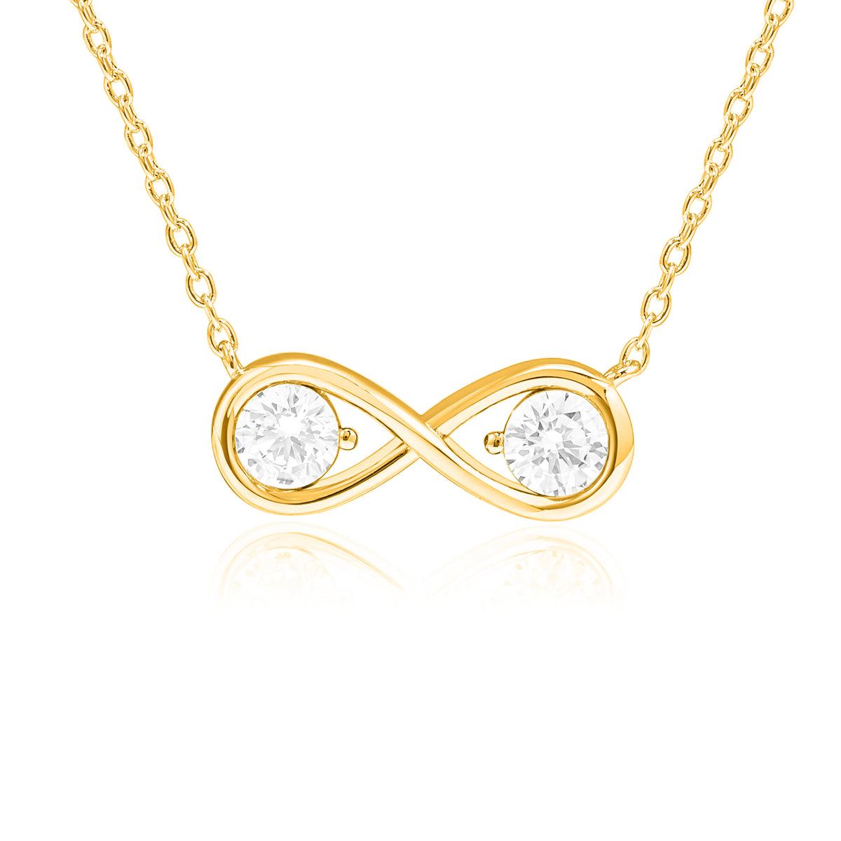 Infinity Necklace 18K Yellow Gold Vermeil & Cubic Zirconia