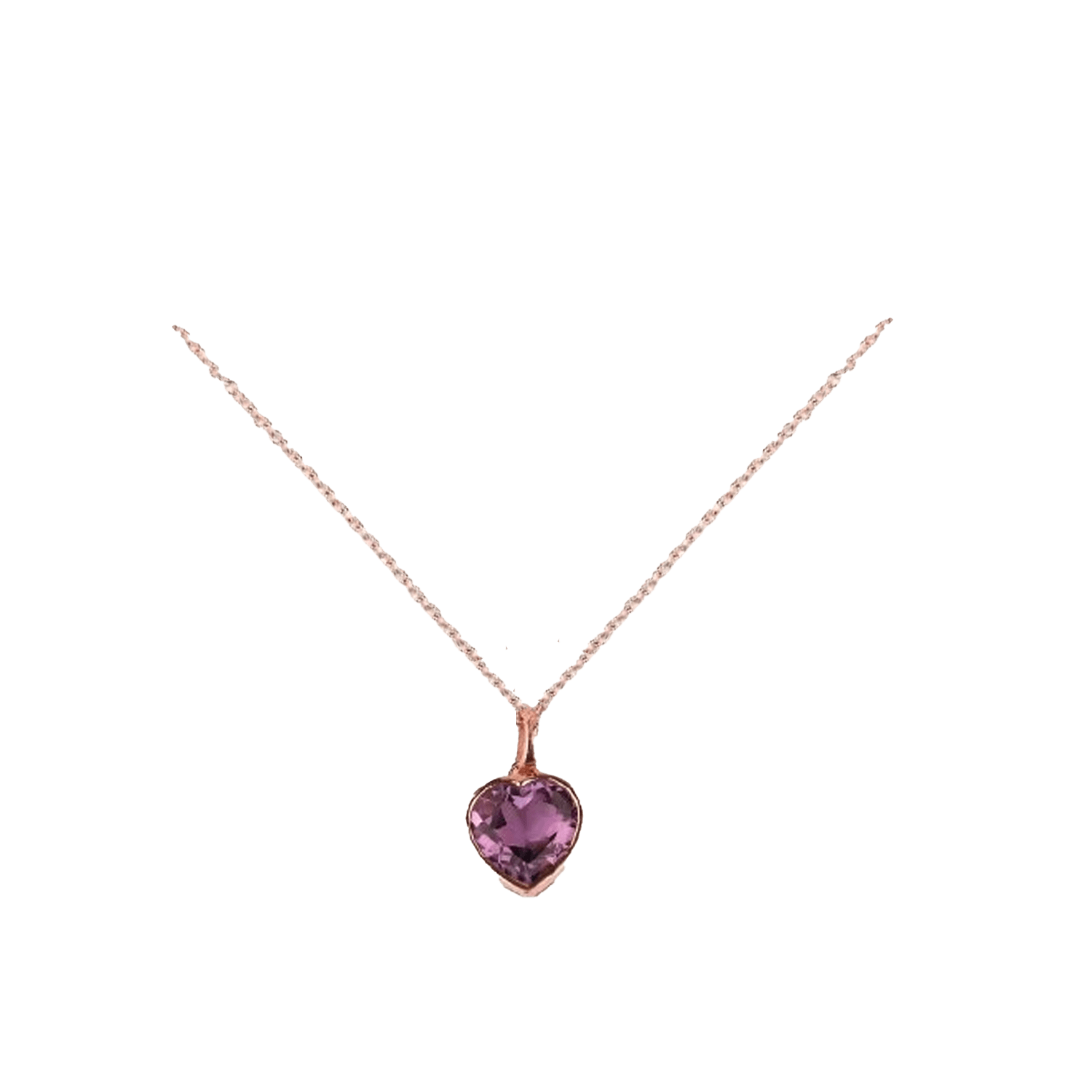 Amethyst Devotion Heart Necklace/18K Rose Gold Vermeil & Amethyst