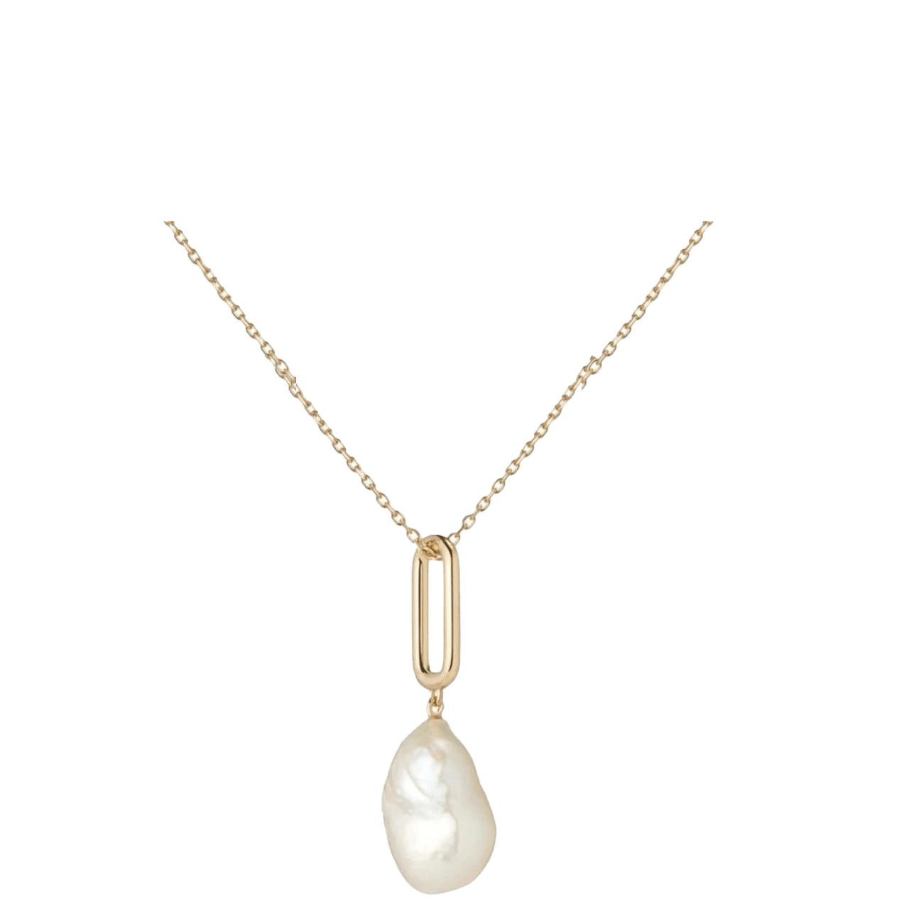 Baroque Pearl Charm Necklace/18k Yellow Gold Vermeil with Baroque Pearl