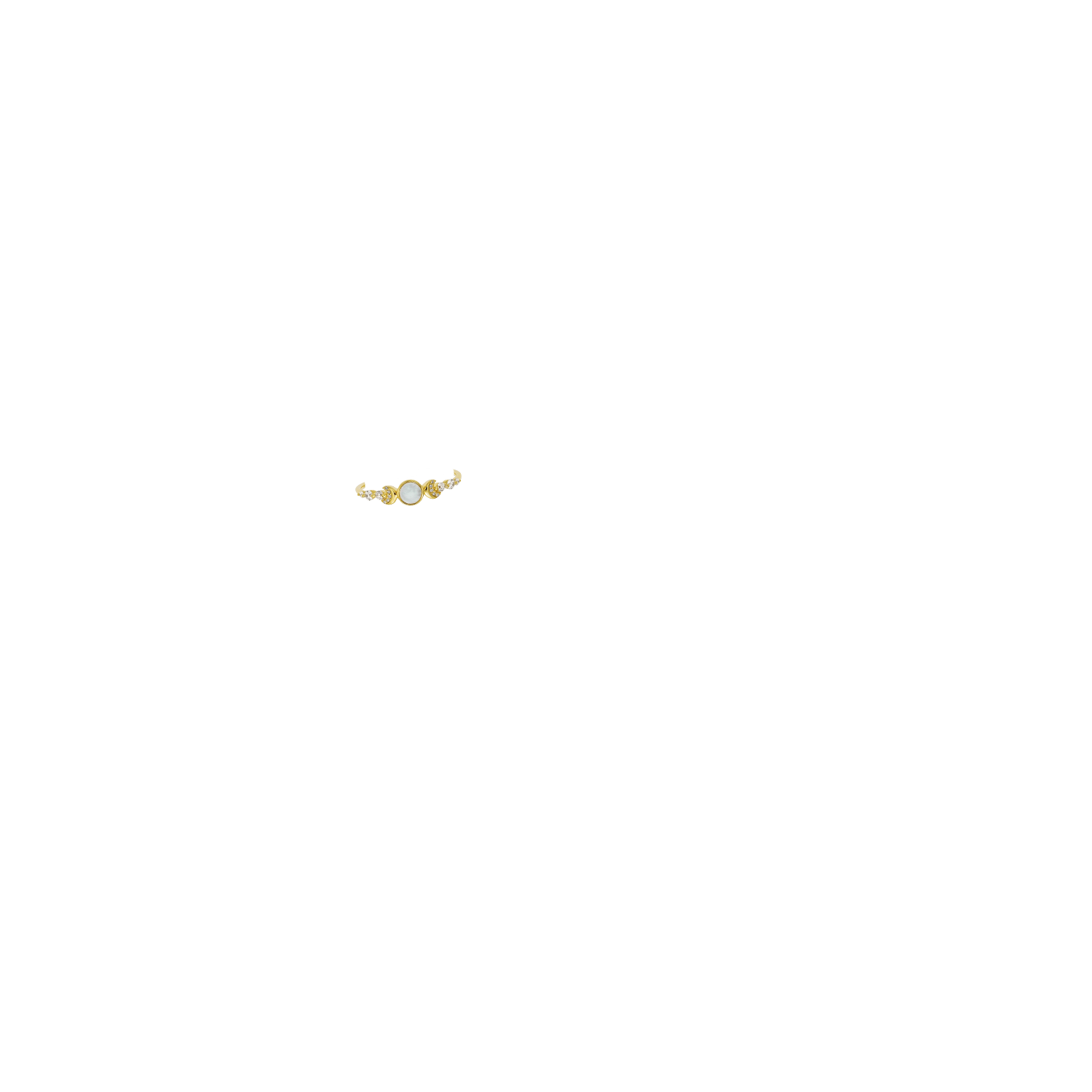 Crescent Moon Ring/18k Yellow Gold Vermeil with Mother of Pearl