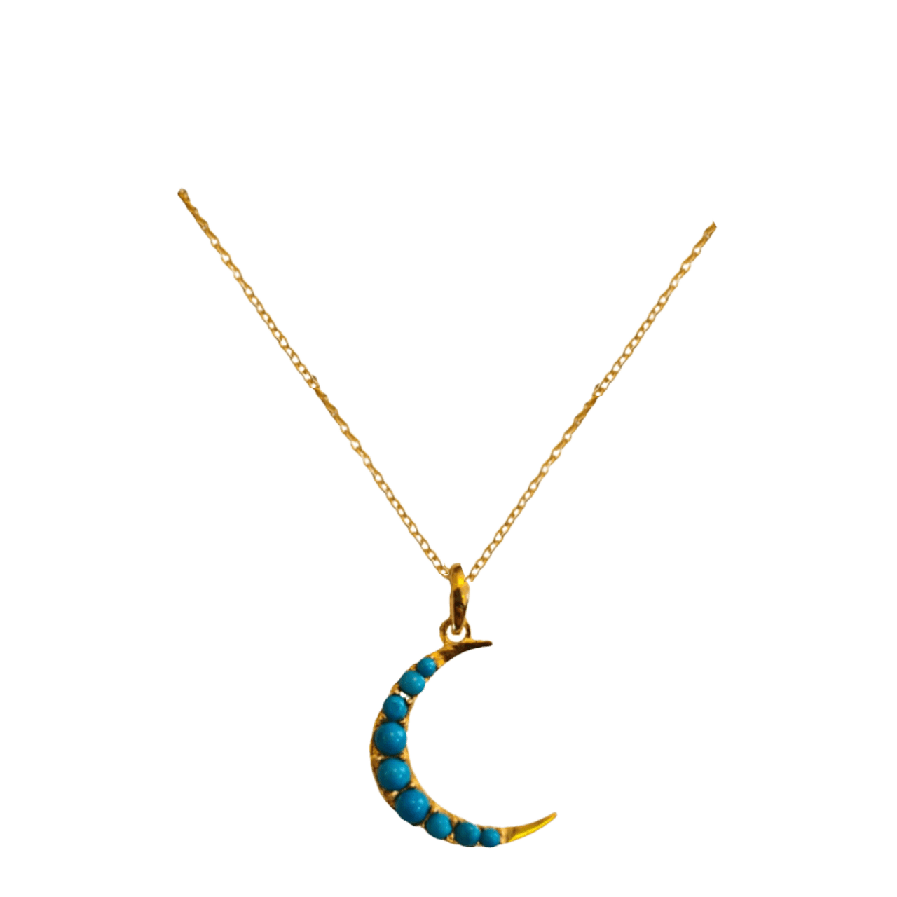 Crescent Moon Necklace/18k Yellow Gold Vermeil & Turquoise