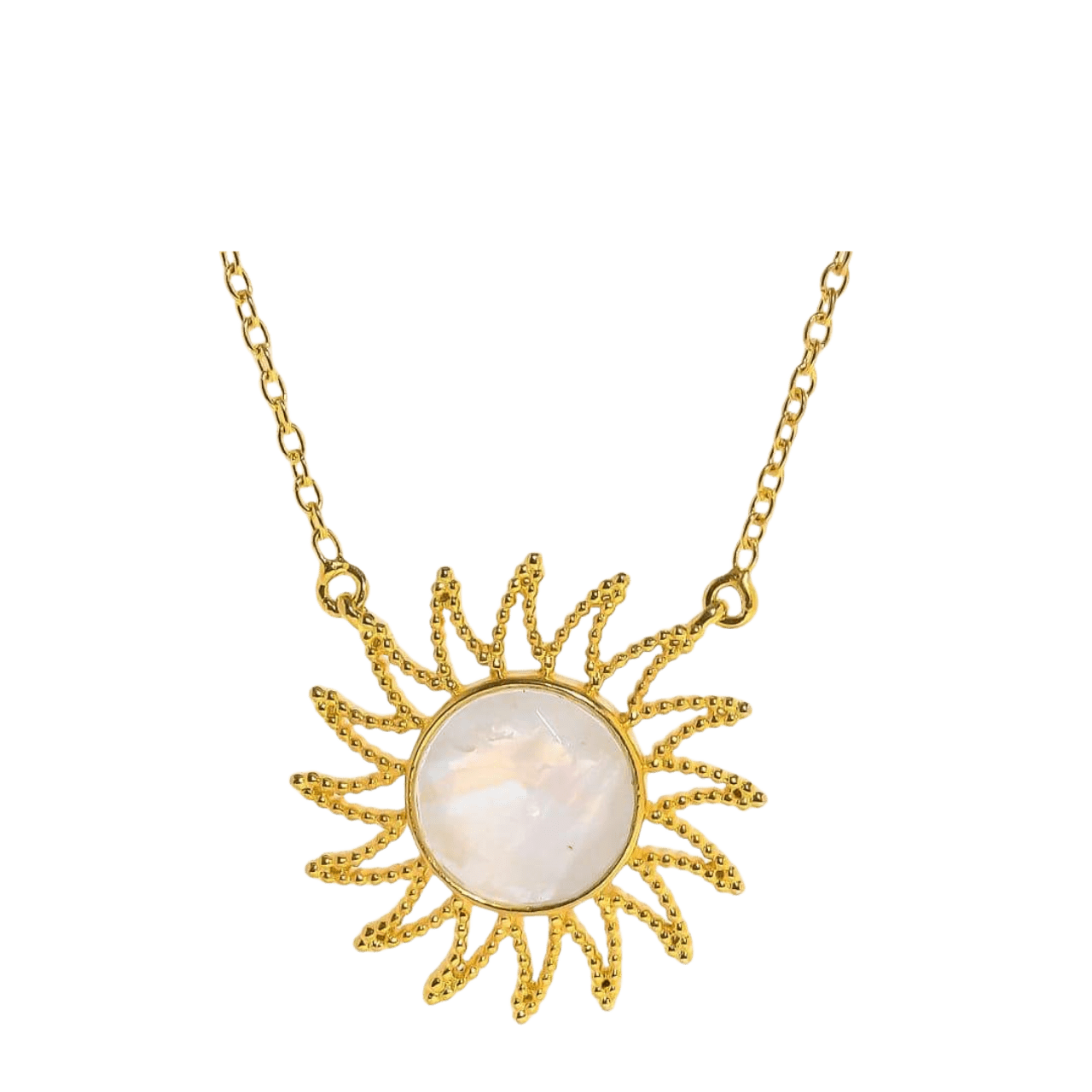 Eclipse Necklace/18K Yellow Gold & Rainbow Moonstone