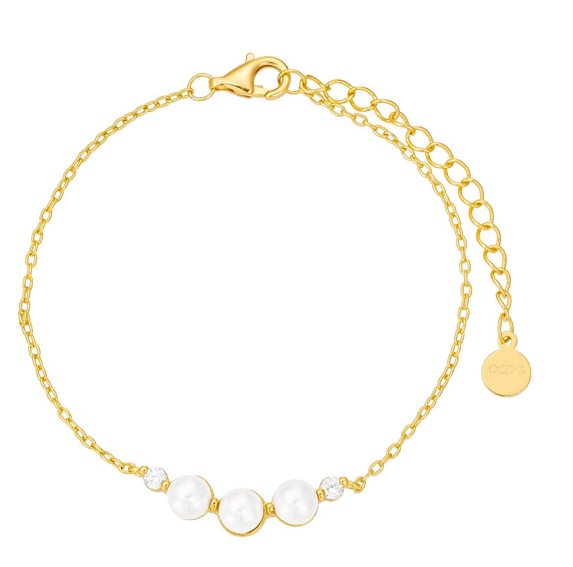 Wishful Trio Pearl Bracelet 18k Yellow Gold Vermeil Pearls & CZ