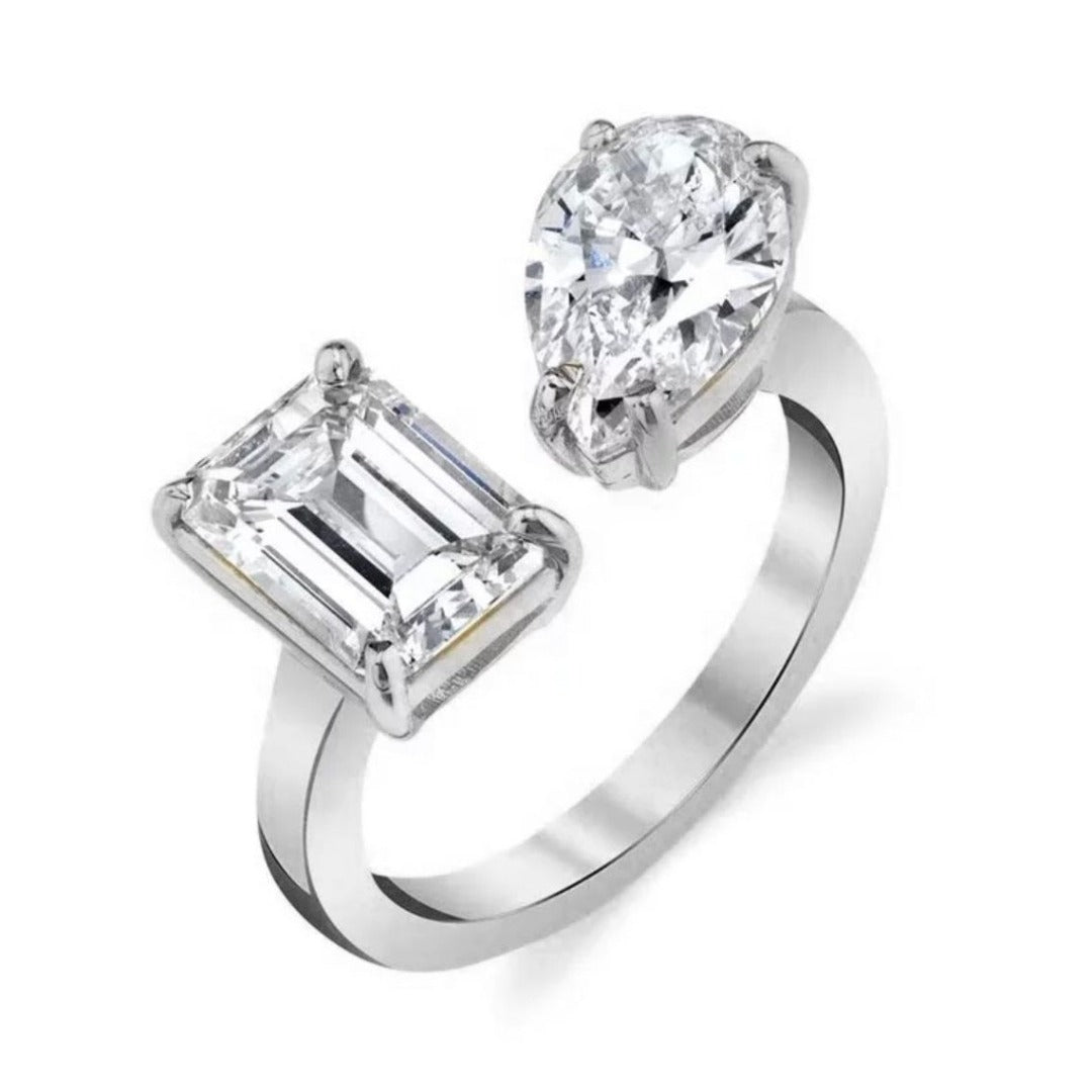 Adjustable ring white gold