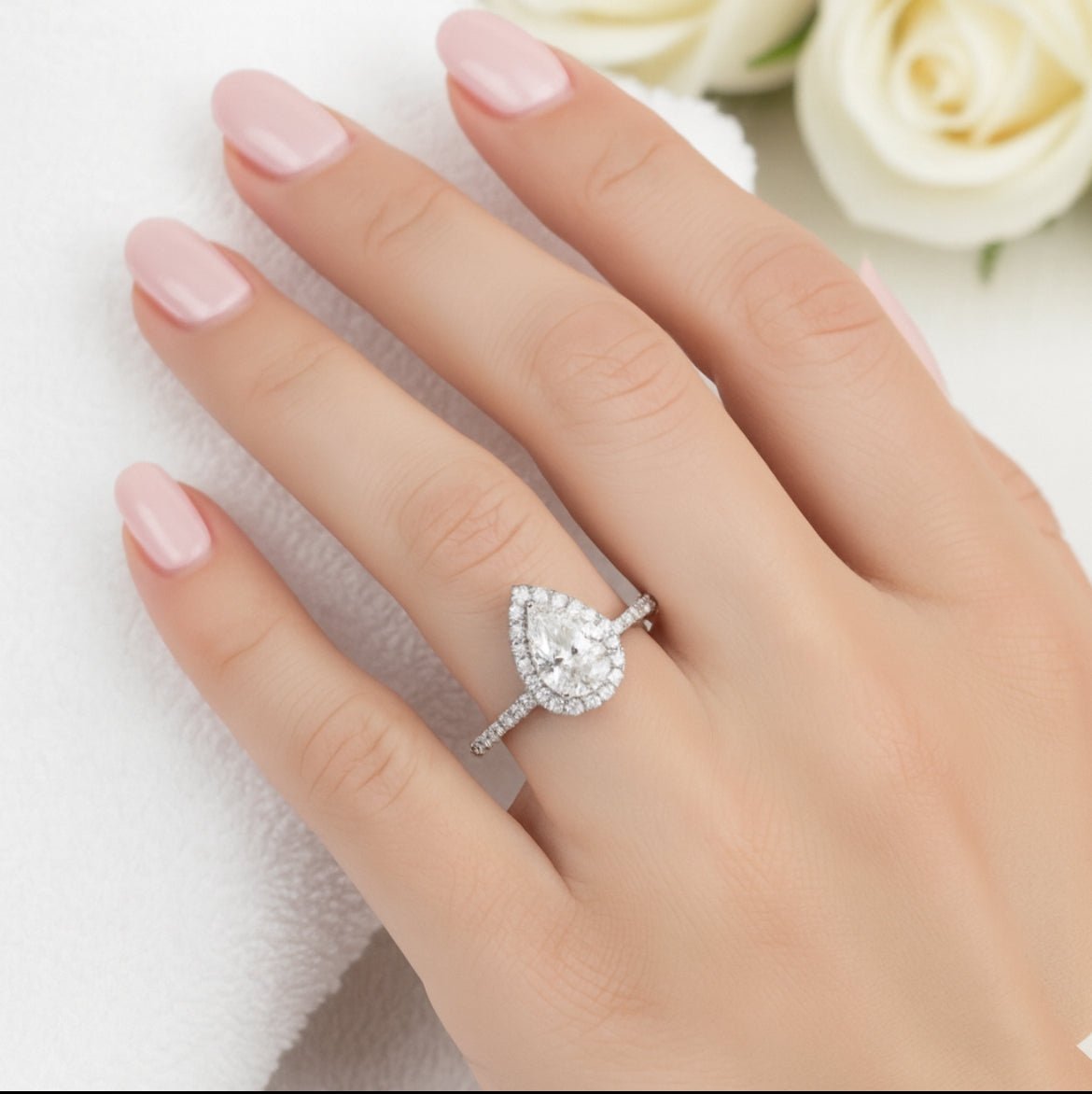 Teardrop Cocktail Ring/18K White Gold Vermeil & Premium Cubic Zirconia - InfinityXInfinity