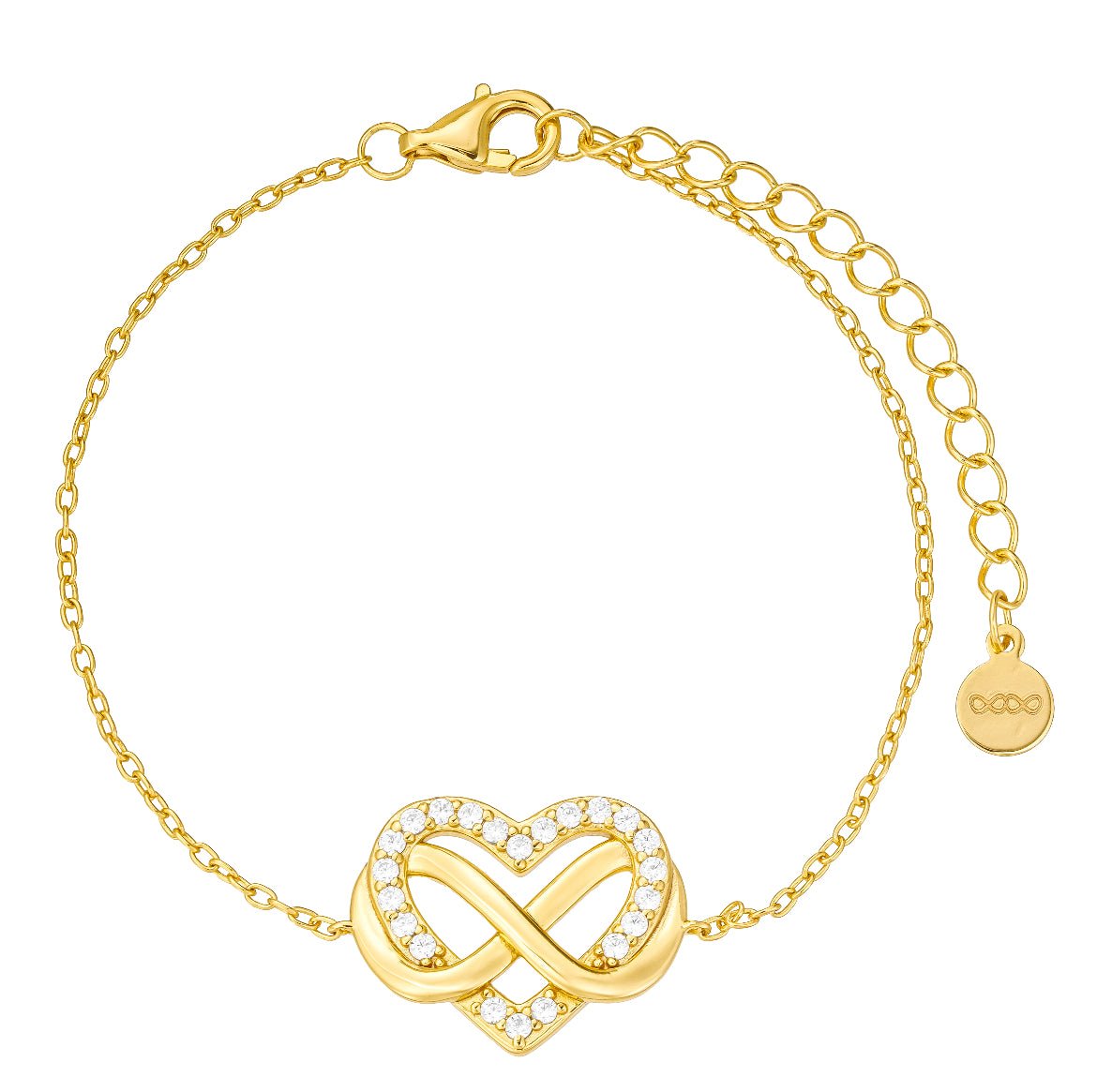 Infinity Heart Bracelet 18K Yellow Gold Vermeil & Cubic Zirconia