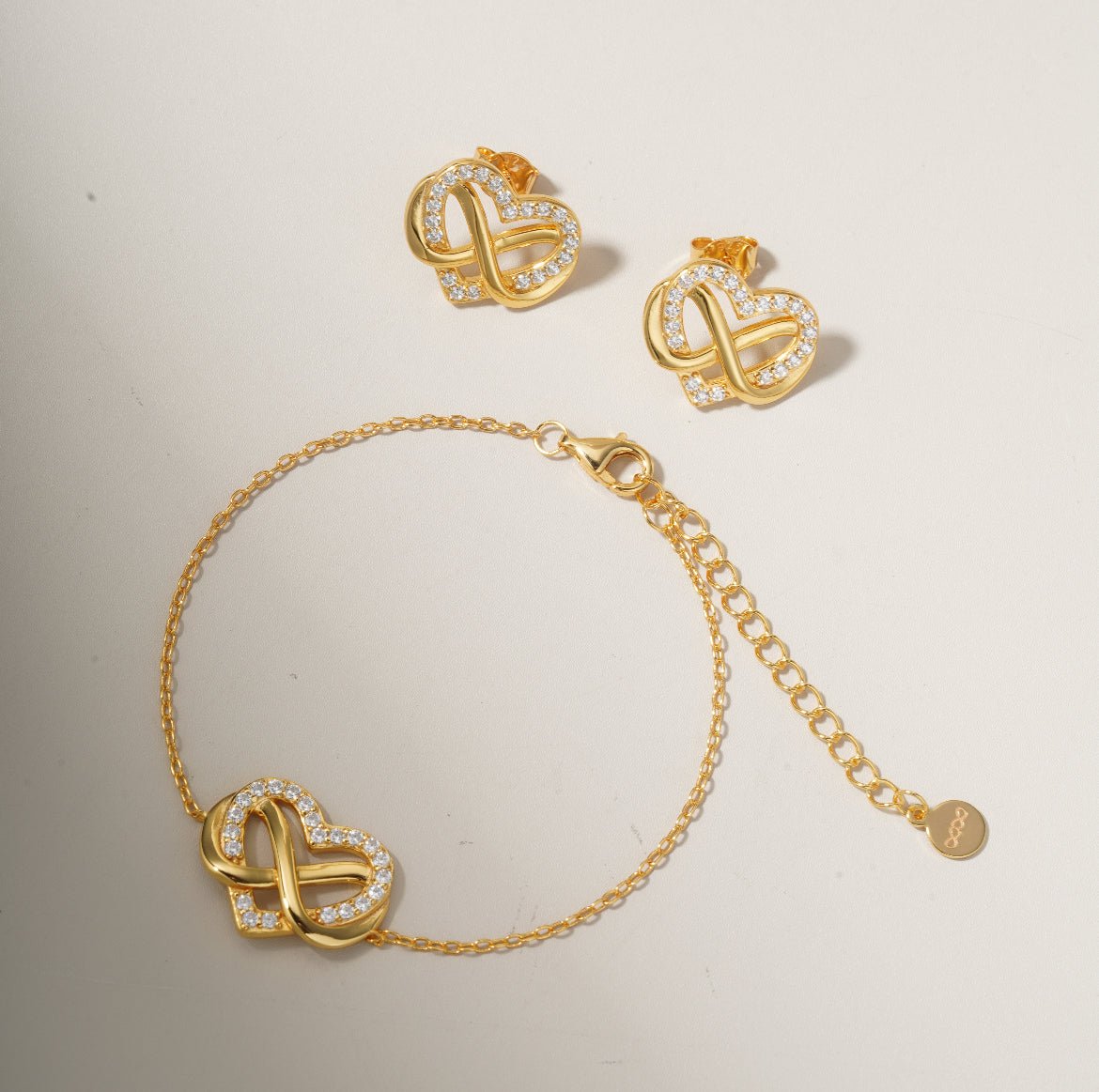 Infinity Heart Bracelet/18K Yellow Gold Vermeil & Cubic Zirconia