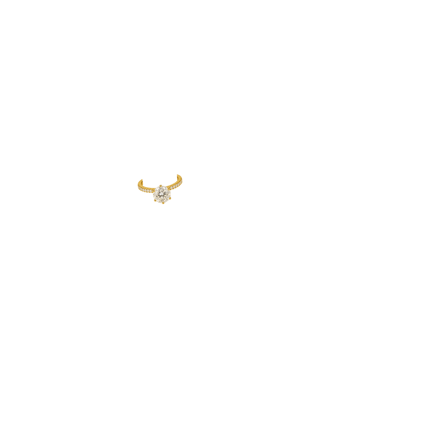 Grand Solitaire Ring with side stones/18K Yellow Gold Vermeil & Cubic Zirconia