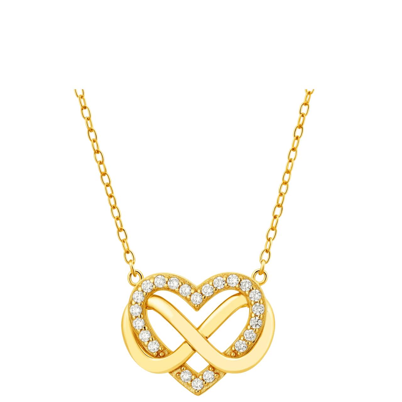 Infinity Heart Necklace/18K Yellow Gold Vermeil & Cubic Zirconia