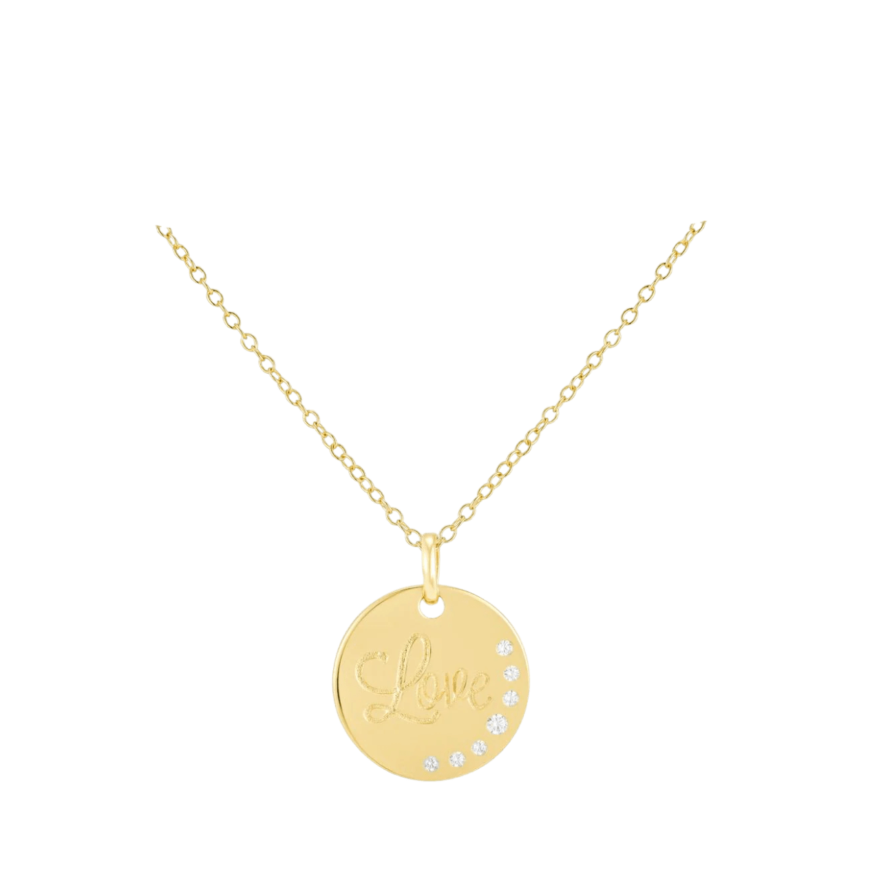 Love Coin Necklace/18K Yellow Gold Vermeil & Cubic Zirconia