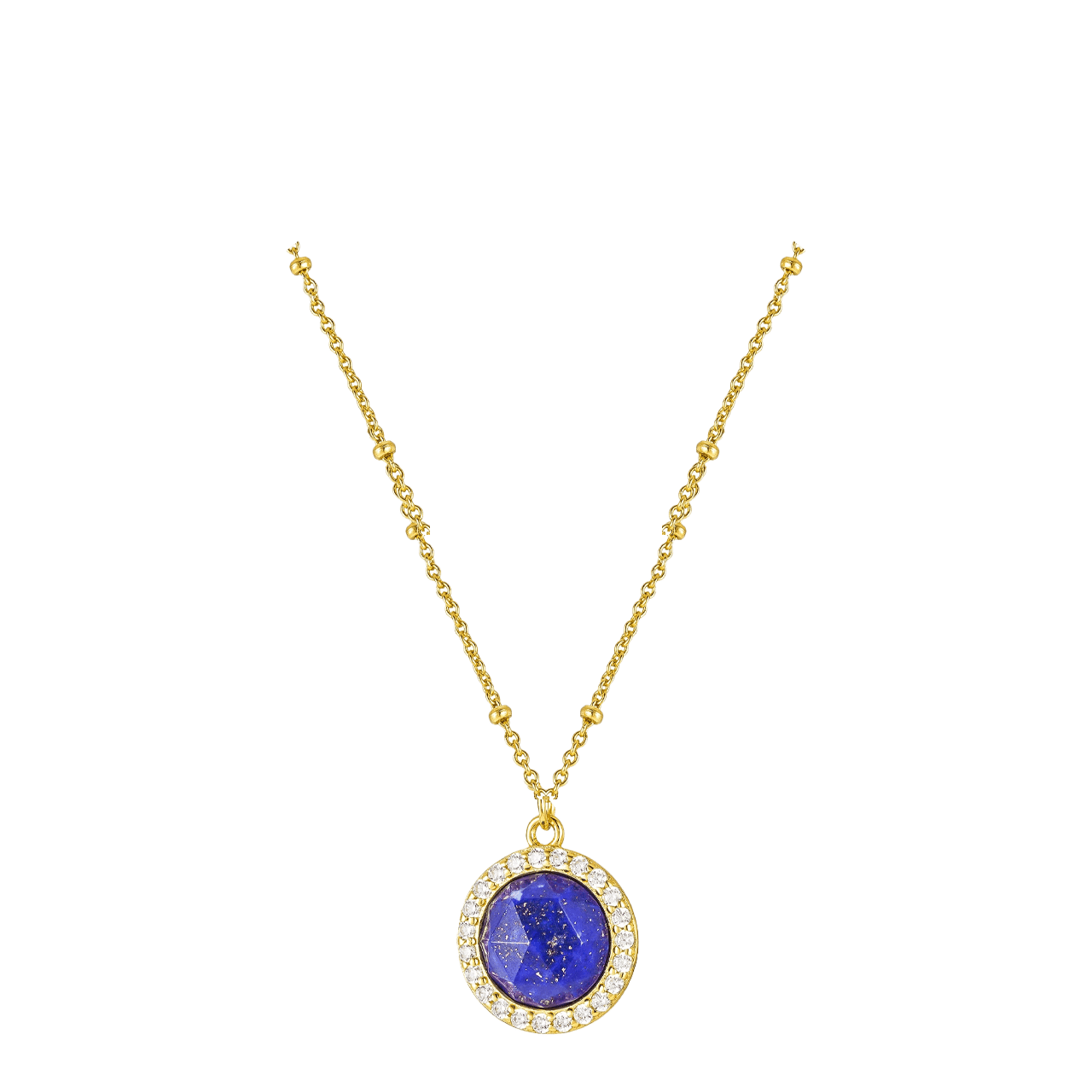 Nebula Halo Satellite Necklace/18K Yellow Gold Vermeil & Lapis Lazuli