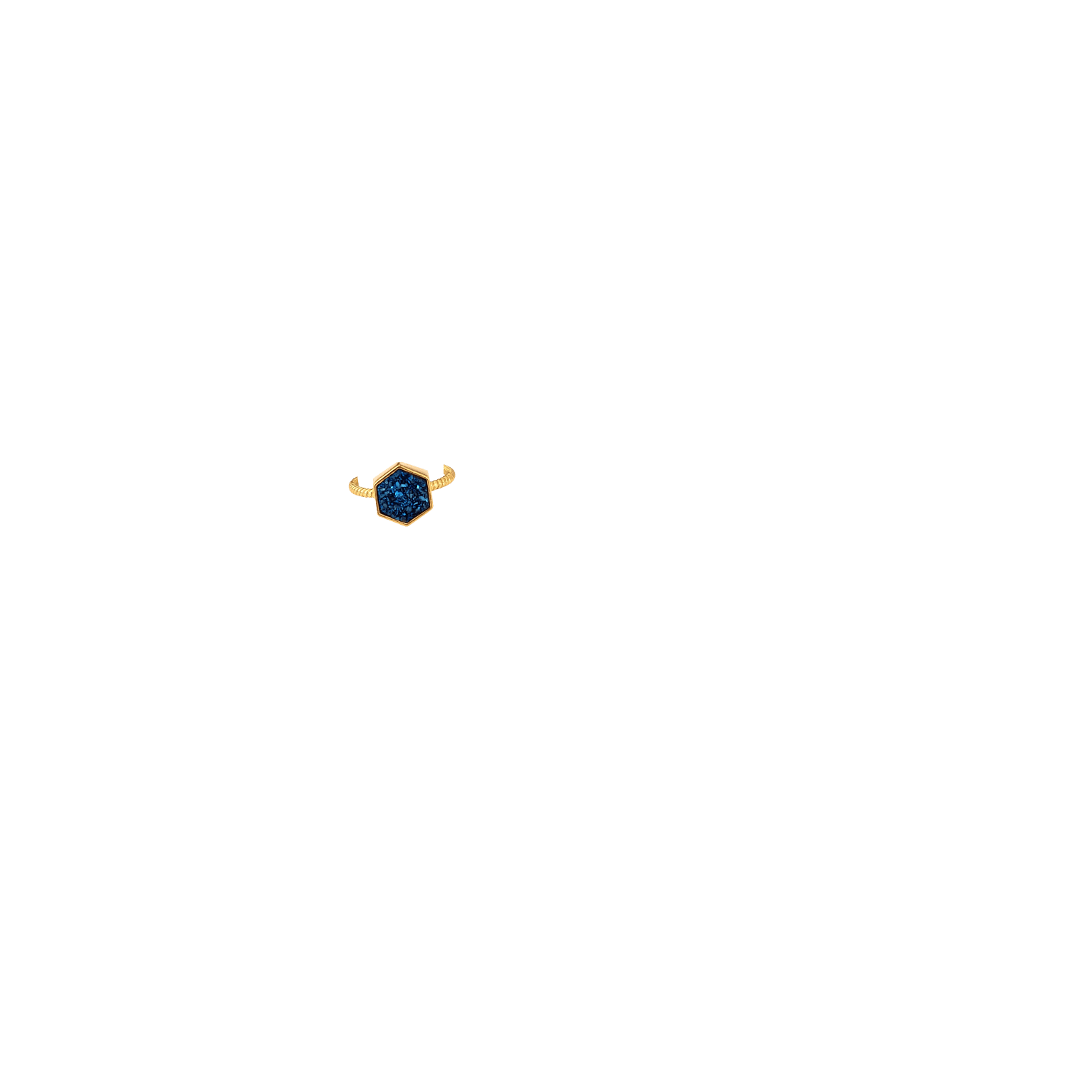Night Sky Hexagon Statement Ring/18K Yellow Gold & Blue Titanium Druzy - InfinityXInfinity