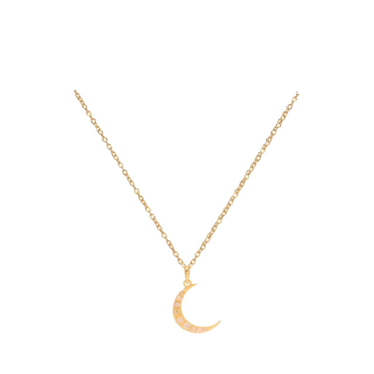 Opal Crescent Moon Necklace/18k Yellow Gold Vermeil