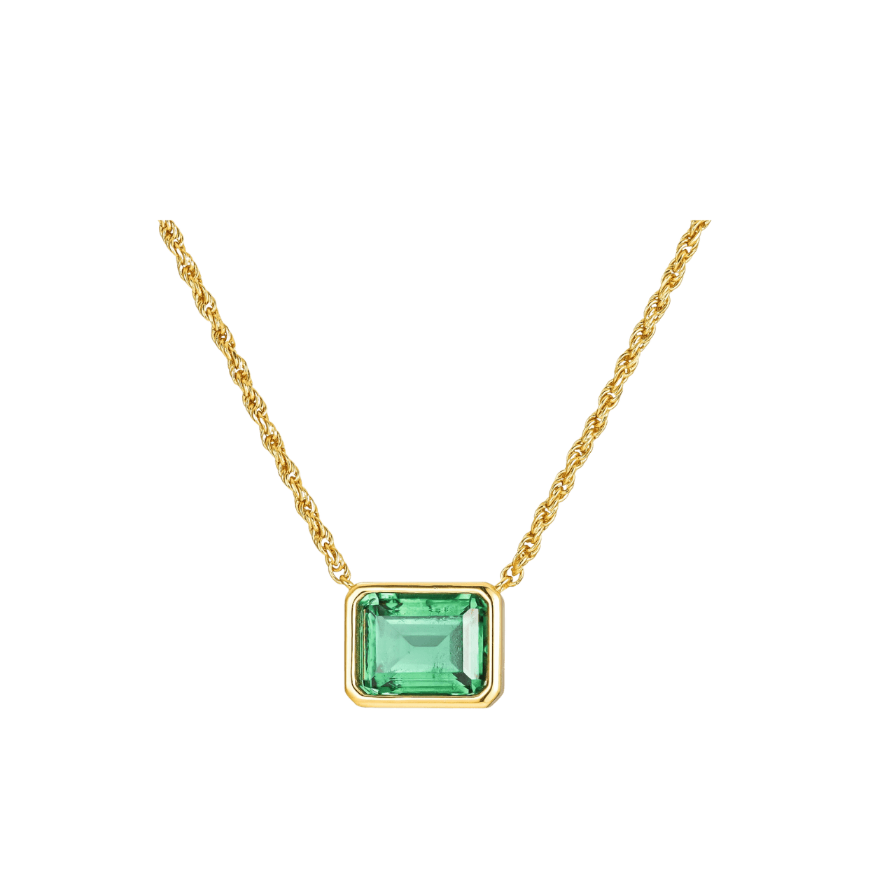 Twilight Emerald CZ Twist Necklace/18K Yellow Gold Vermeil & Green Cubic Zirconia