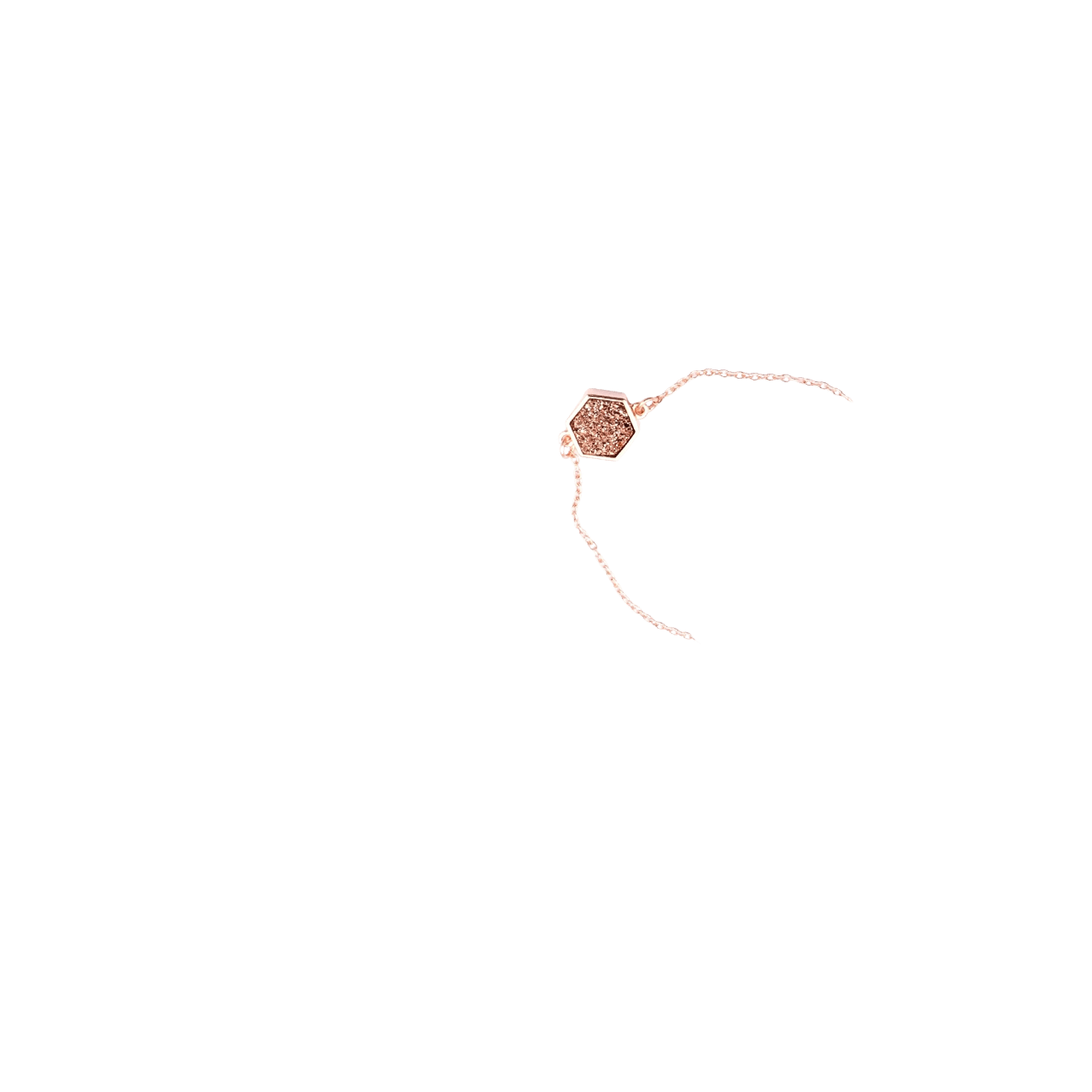 Sunset Sparkles Hexagon Bracelet/18k Rose Gold & Rose Titanium Druzy