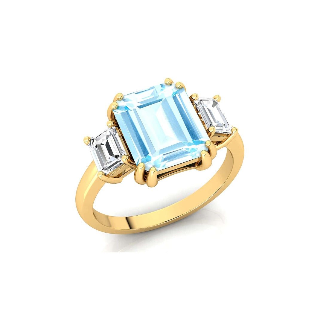 Aquamarine and diamond engagement ring