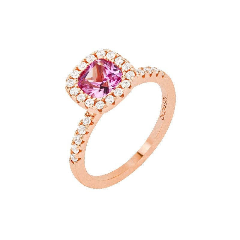 Pink halo ring rose gold