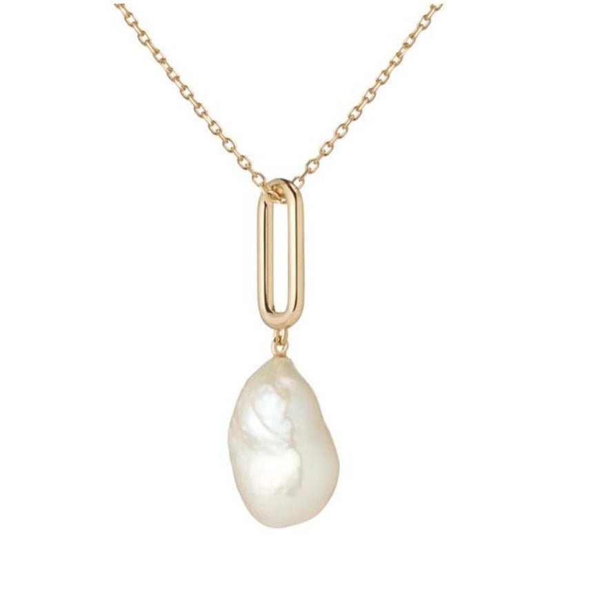 Baroque Pearl Charm Necklace 18k Yellow Gold Vermeil Baroque Pearl