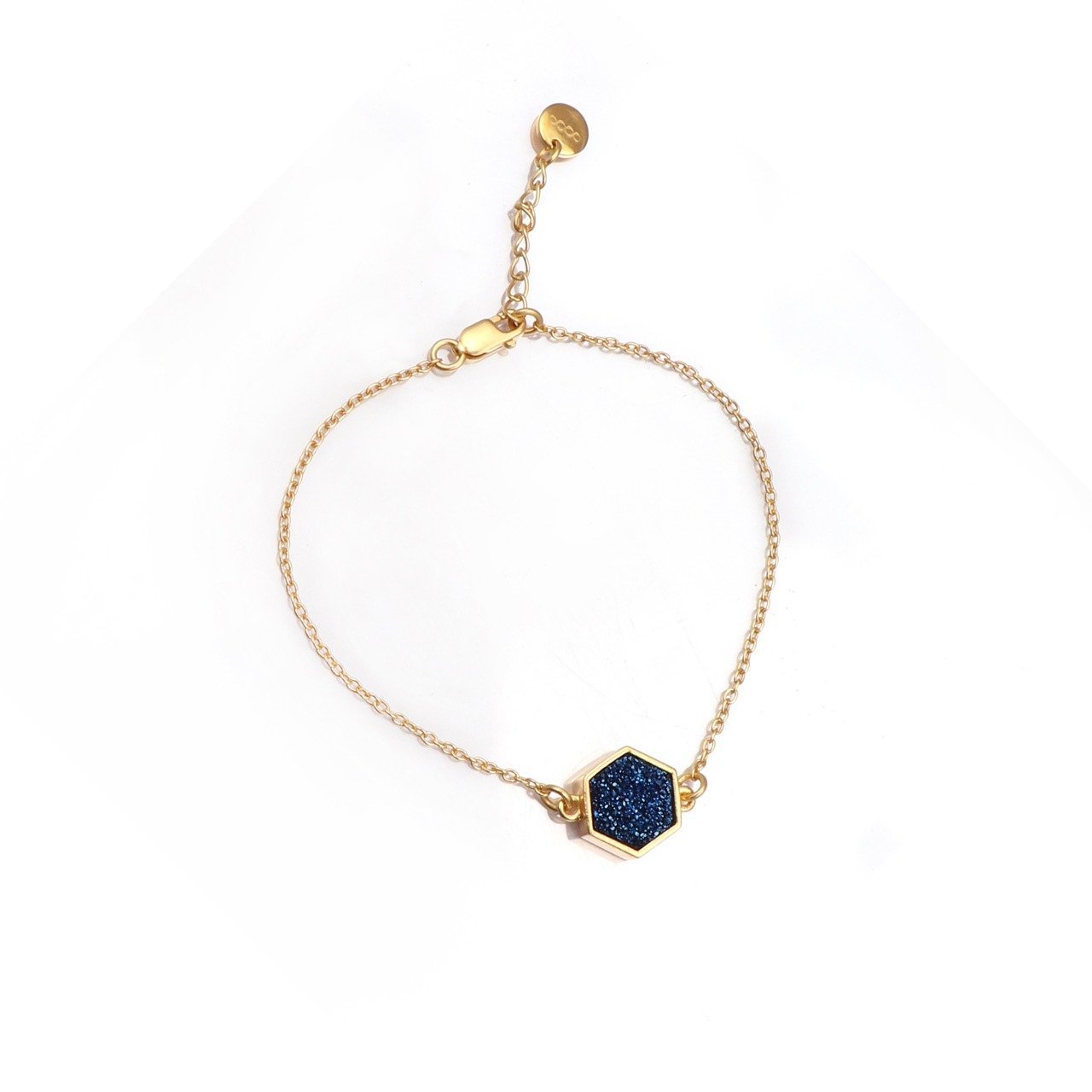 Night Sky Hexagon Bracelet/18k Yellow Gold & Titanium Druzy - infinityXinfinity.co.uk