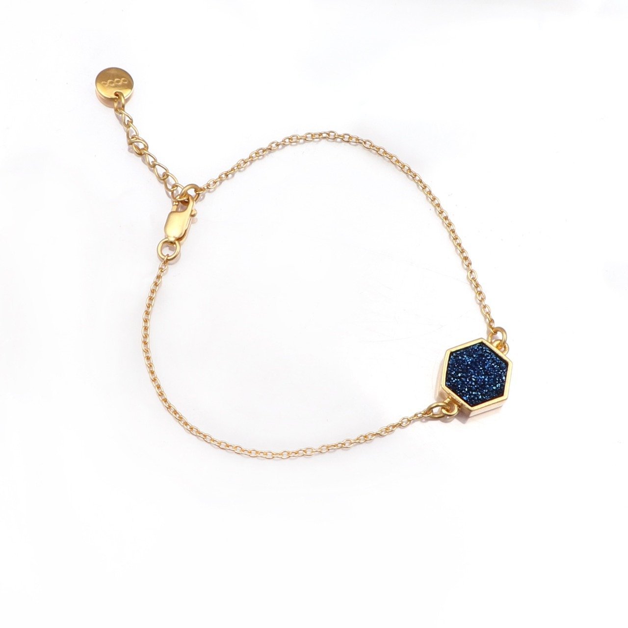 Night Sky Hexagon Bracelet/18k Yellow Gold & Titanium Druzy - infinityXinfinity.co.uk
