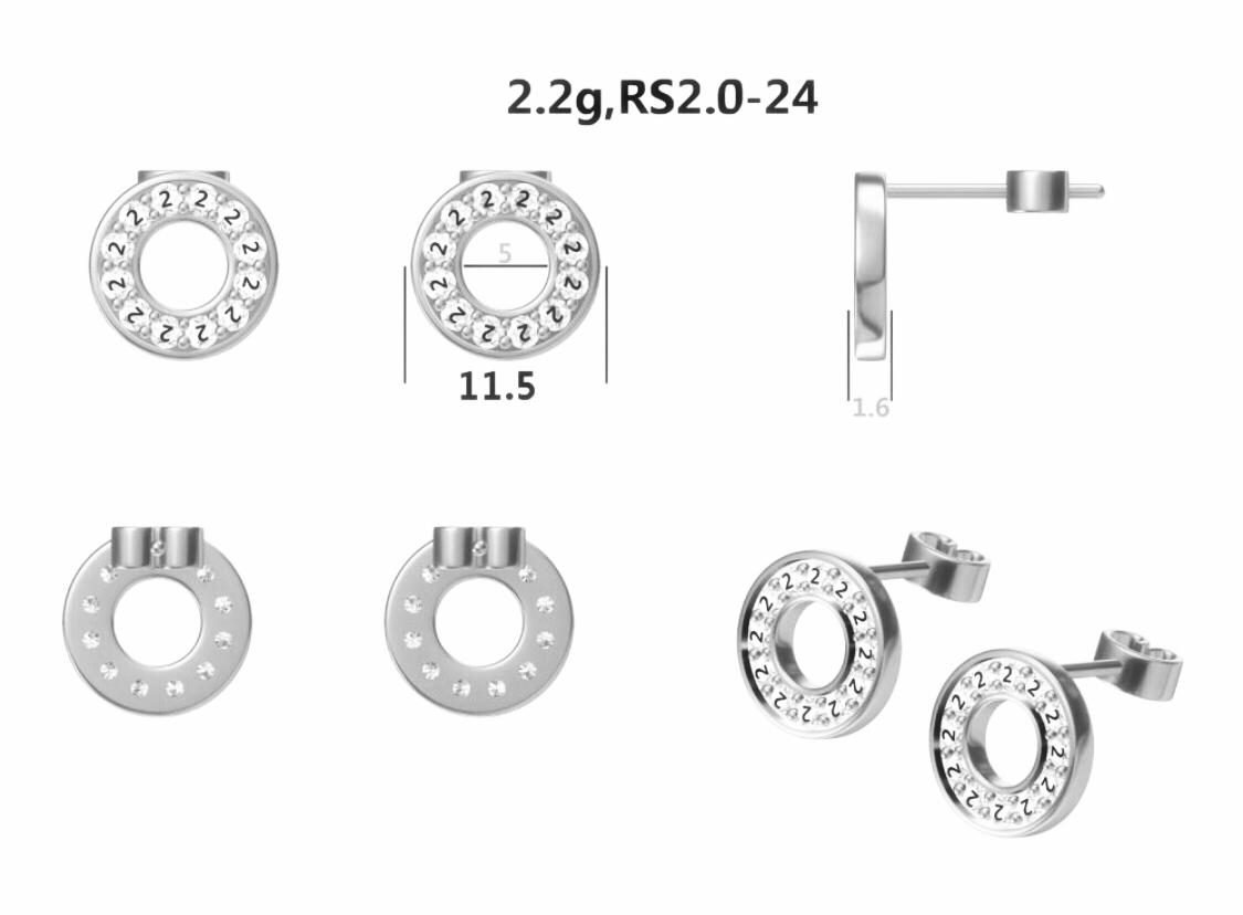 Circle Stud Earrings/18K White Gold & Cubic Zirconia - infinityXinfinity.co.uk