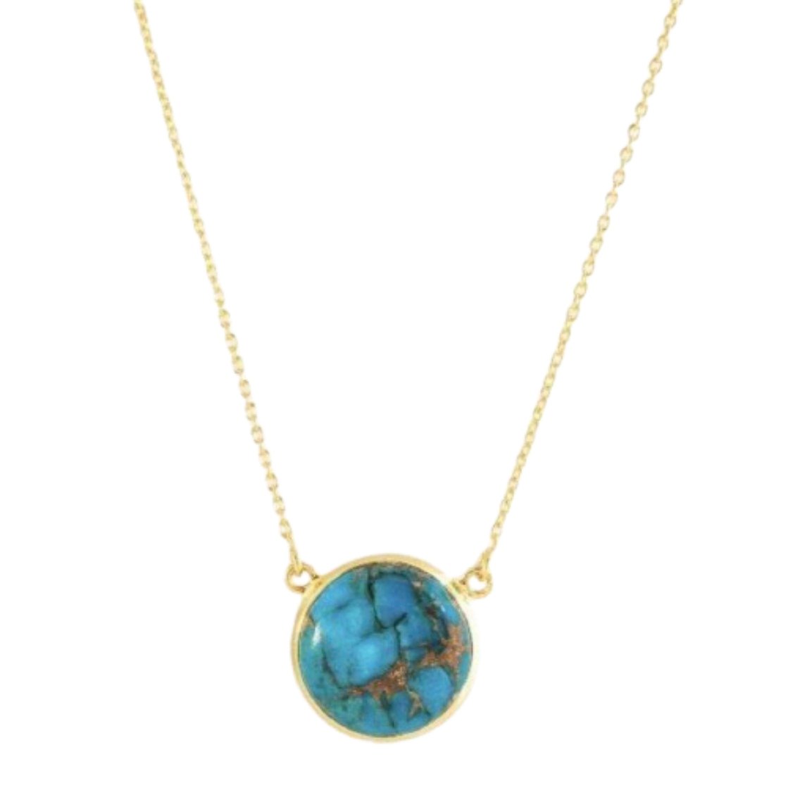 Copper Turquoise Necklace 18k Yellow Gold Vermeil Copper Turquoise