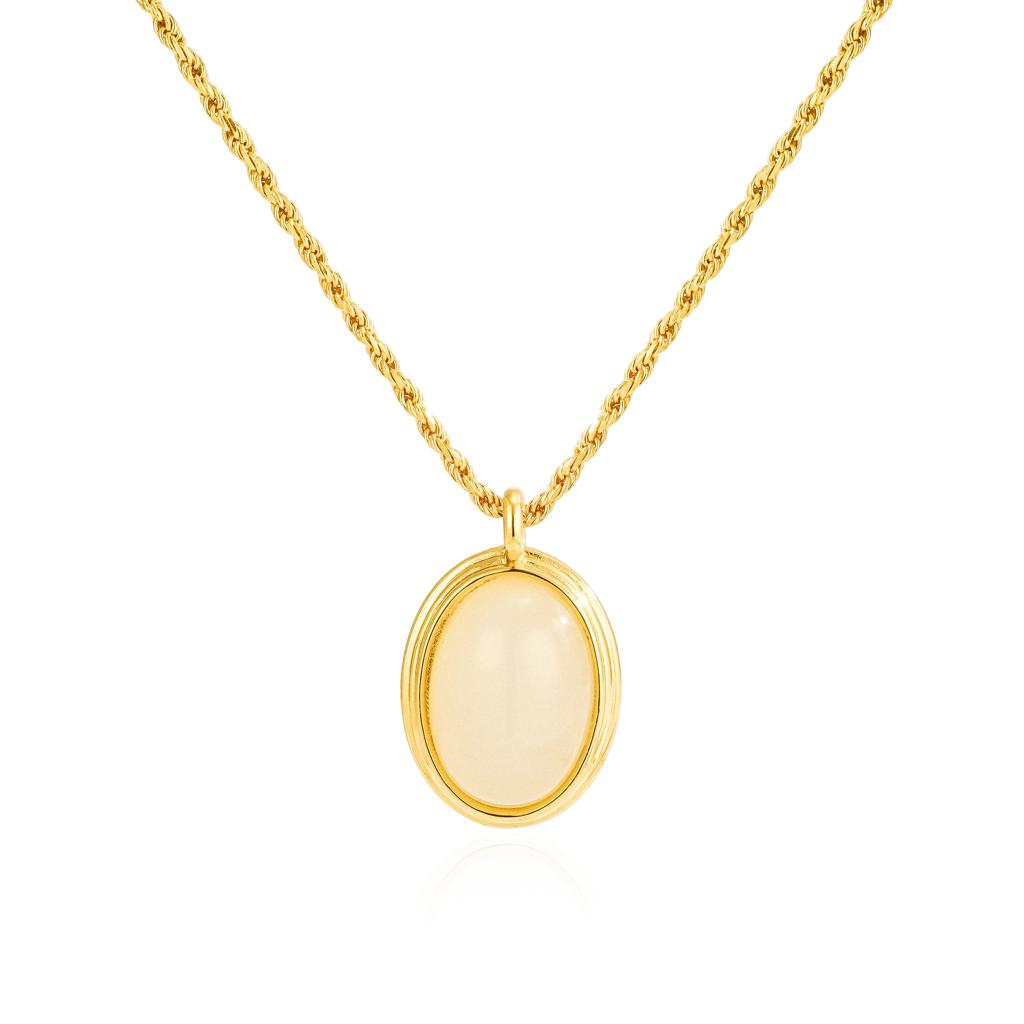 Opulent Charm Twisted Rope Necklace/18k Yellow Gold Vermeil & Cymophane