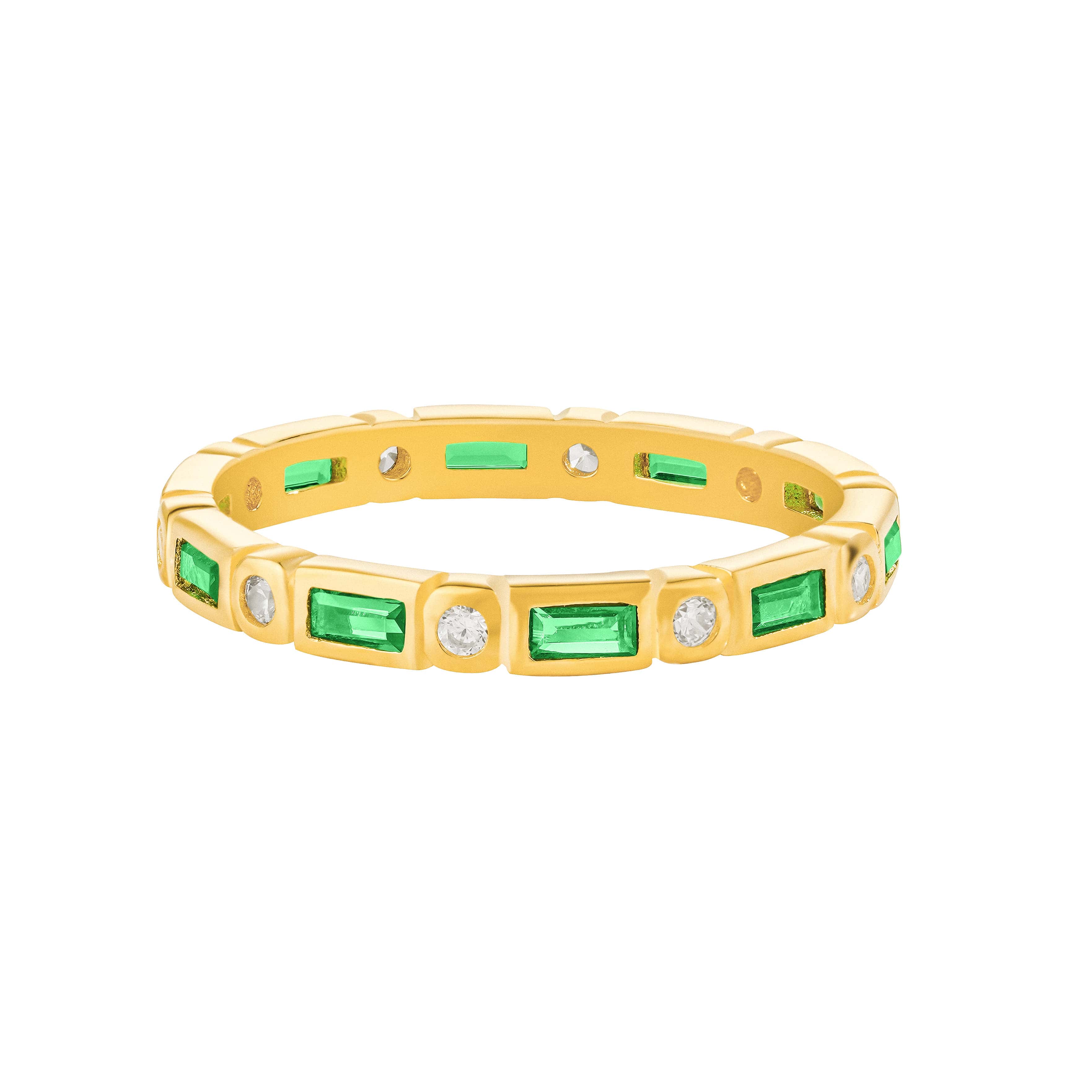 Green Emerald yellow gold ring