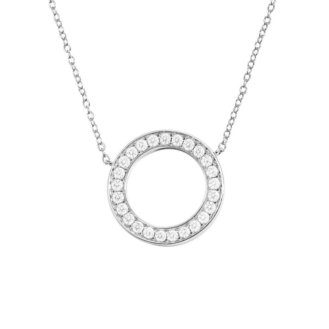 Eternal Circle Necklace 18K White Gold Vermeil & Premium Cubic Zirconia