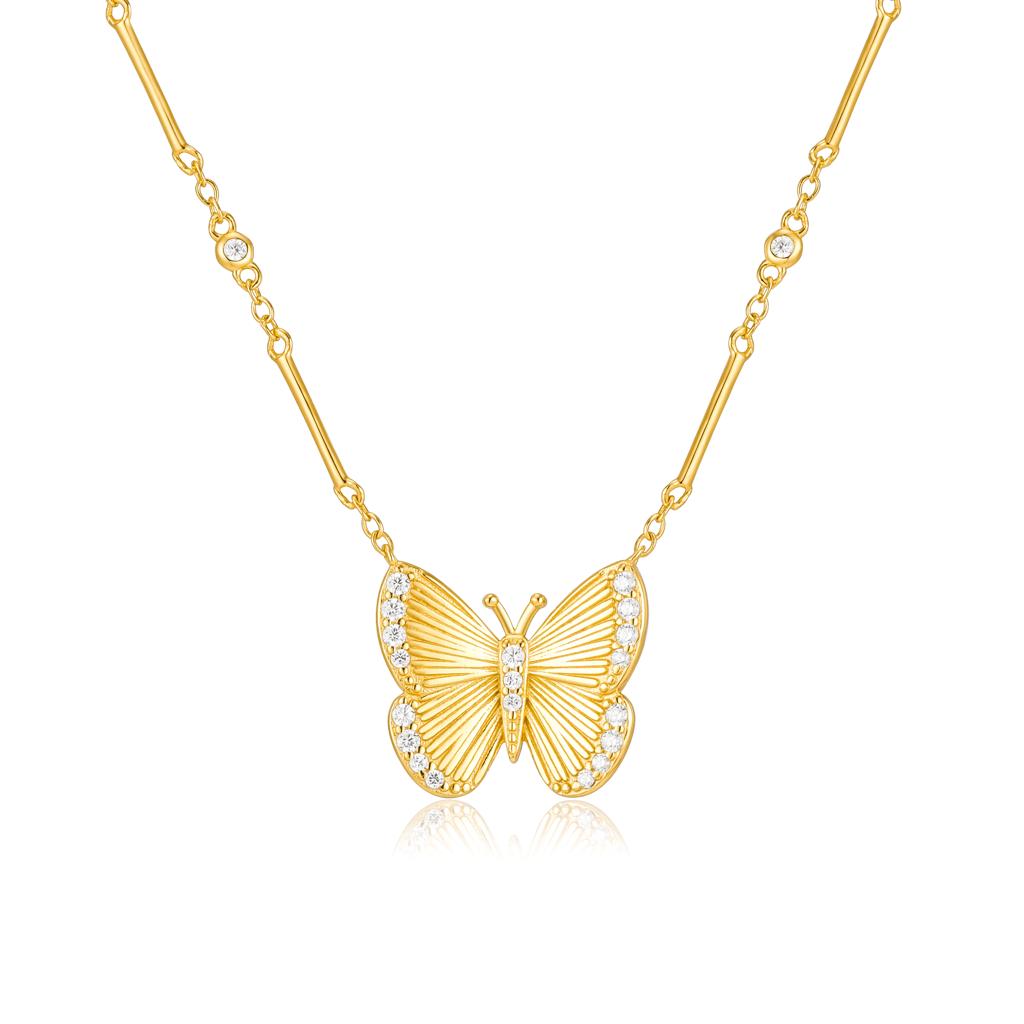 Exquisite Butterfly Necklace/18k Yellow Gold & Premium Cubic Zirconia - InfinityXInfinity