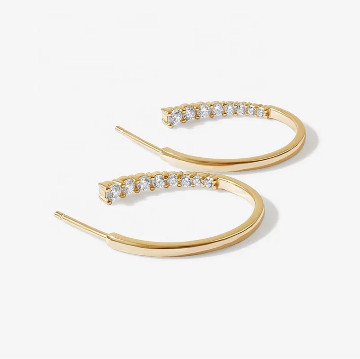 Golden J Hoop Earrings/18K Yellow Gold & Premium Cubic Zirconia - InfinityXInfinity