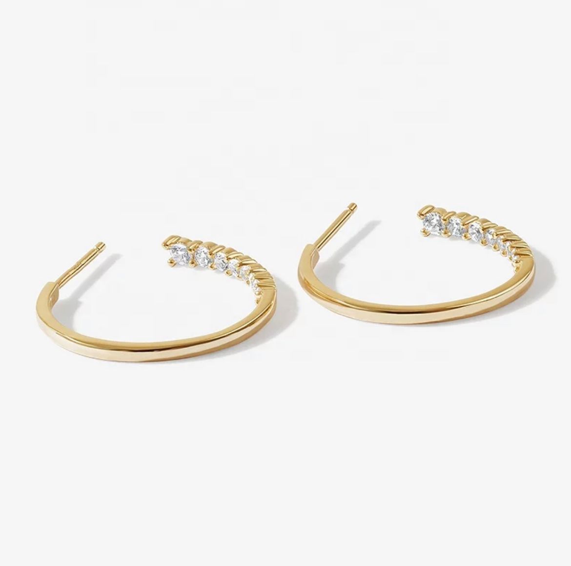 Golden J Hoop Earrings/18K Yellow Gold & Premium Cubic Zirconia - InfinityXInfinity