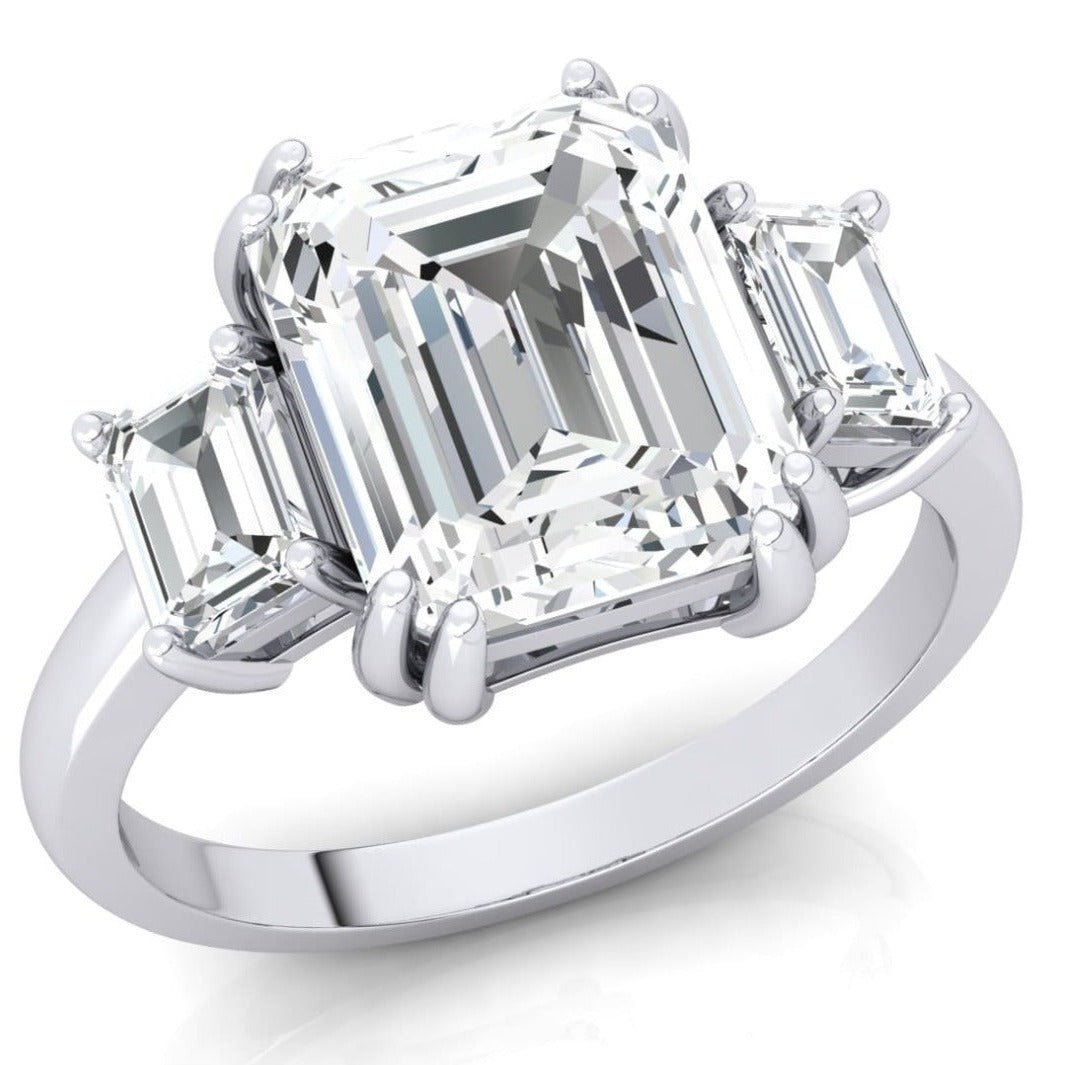 Grandeur Trilogy Promise Ring 18K White Gold Vermeil & Premium Cubic Zirconia