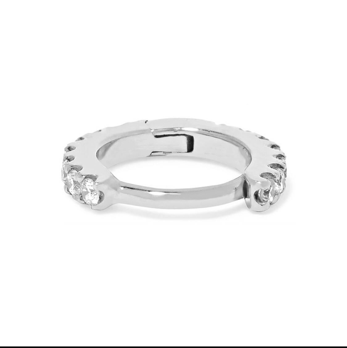 Huggie Earrings/18K White Gold & Premium Cubic Zirconia - infinityXinfinity.co.uk