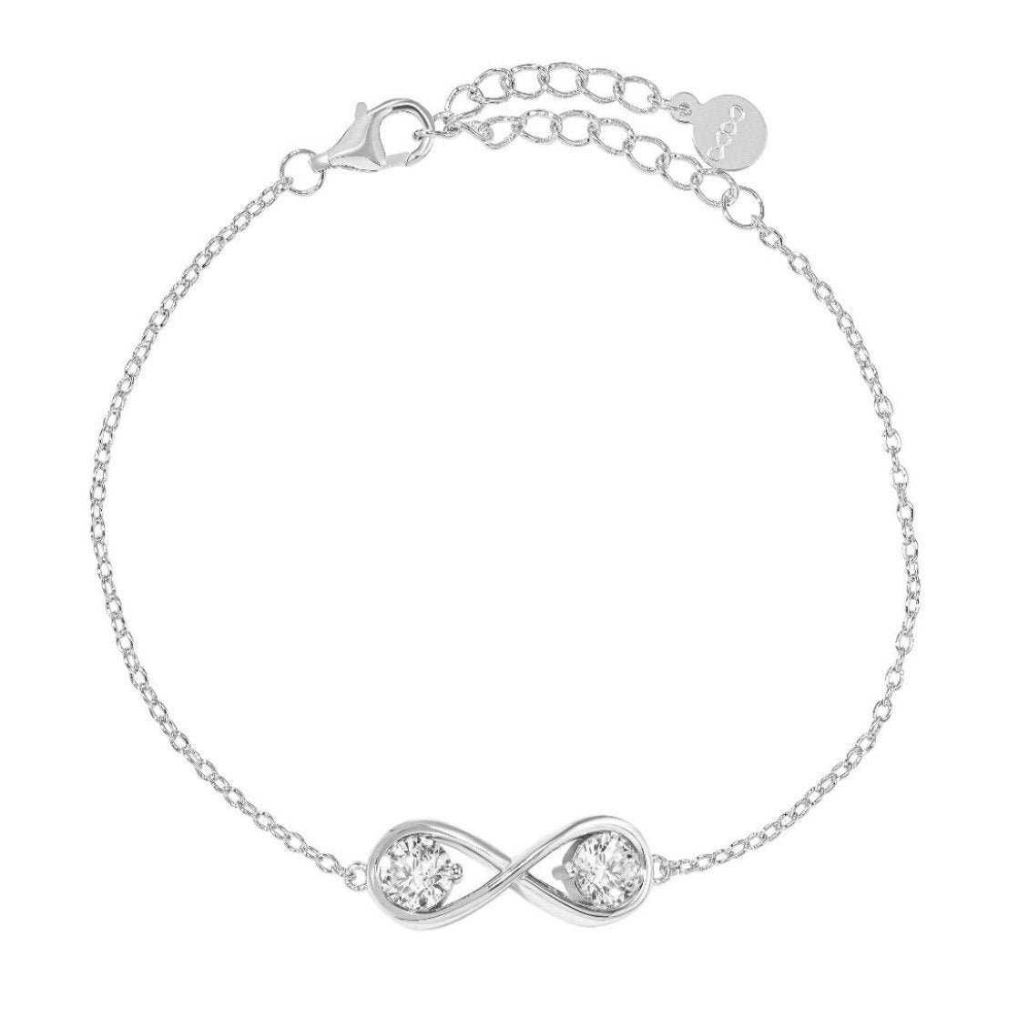 Infinity Bracelet 18K White Gold Vermeil & Cubic Zirconia