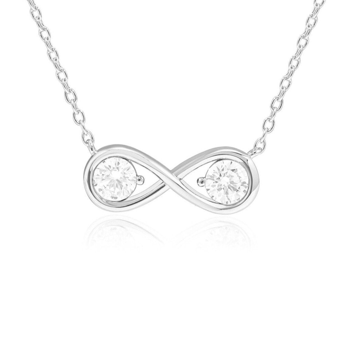 Infinity Necklace 18K White Gold Vermeil & Cubic Zirconia