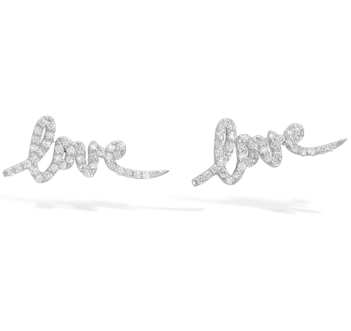 Love Stud Earrings 18K White Gold Vermeil & Cubic Zirconia