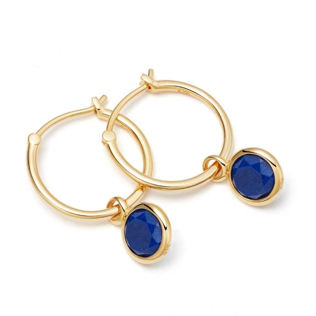 lapis earrings yellow gold earrings